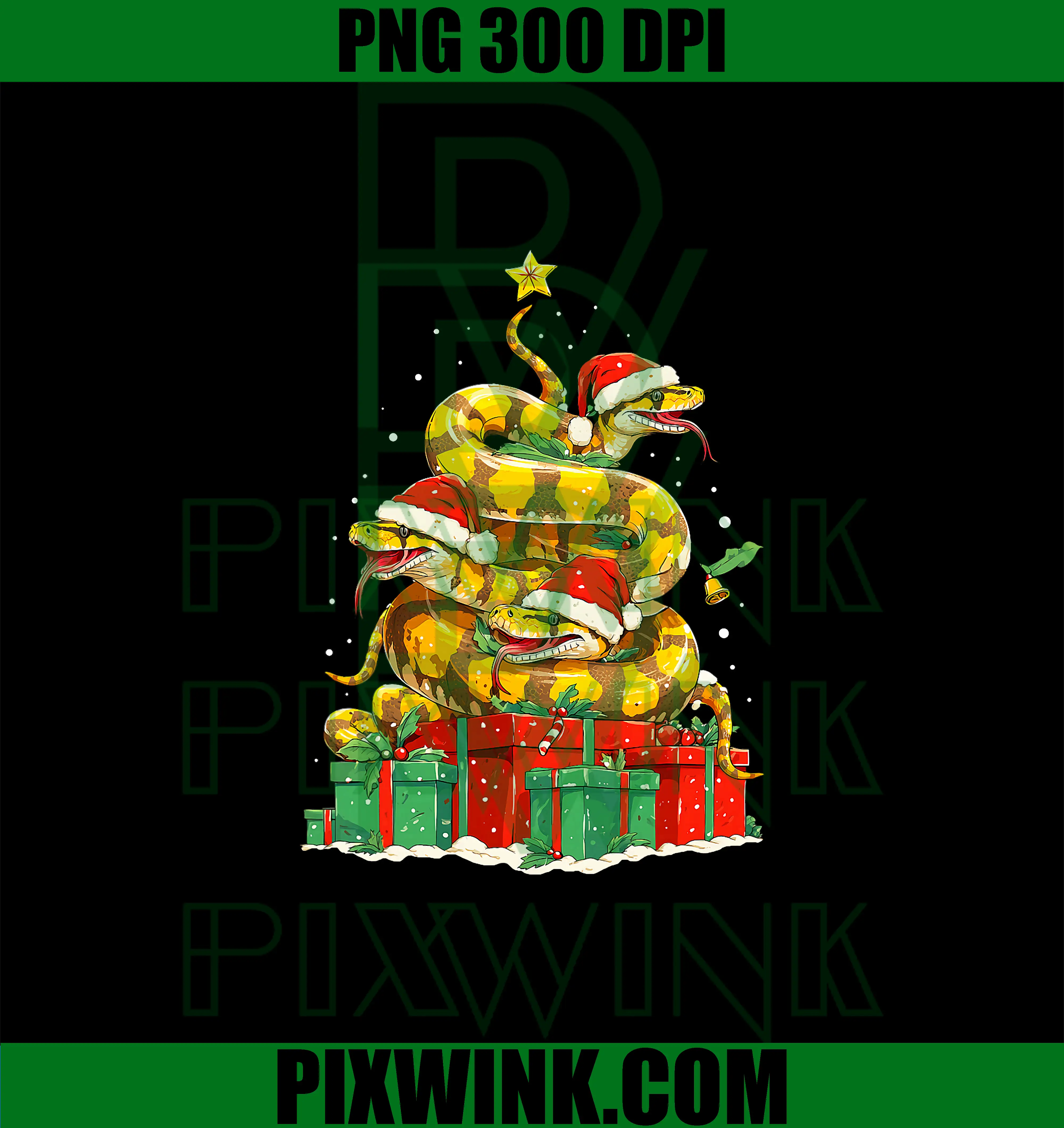 Ball Python Snake Wearing Santa Hat PNG, Christmas Snake Tree PNG ...