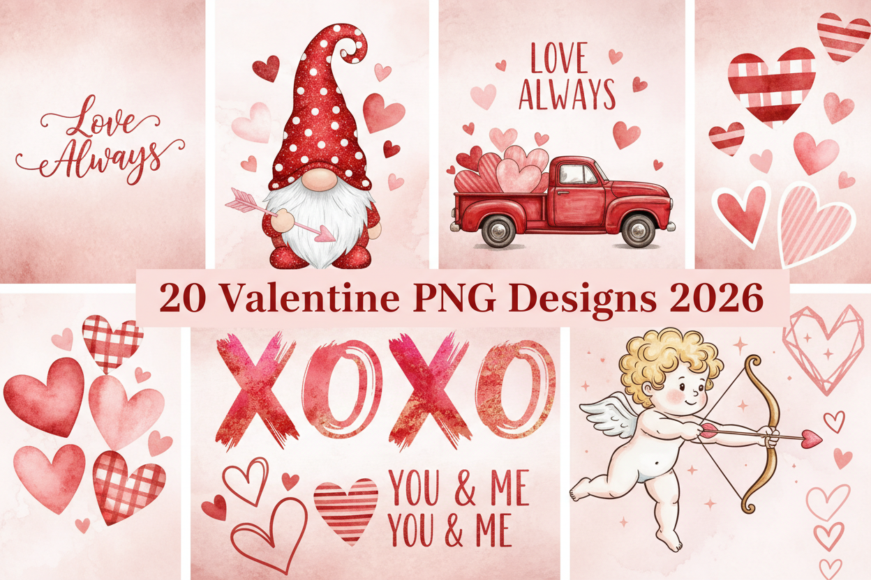 20 Valentine PNG Designs for 2026 - Perfect for Cricut & Sublimation