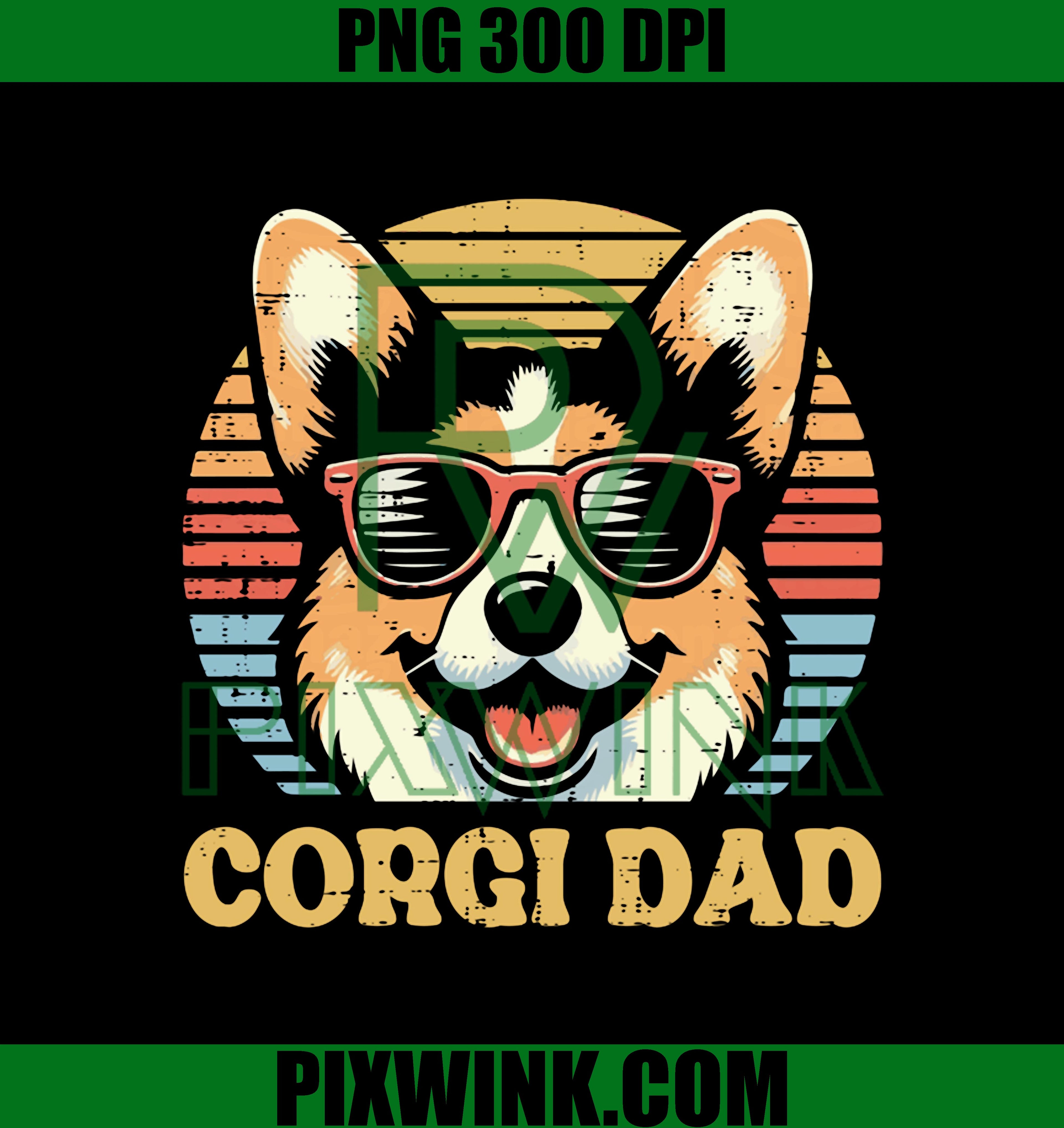 Fathers Day Dog Corgi Dad Retro