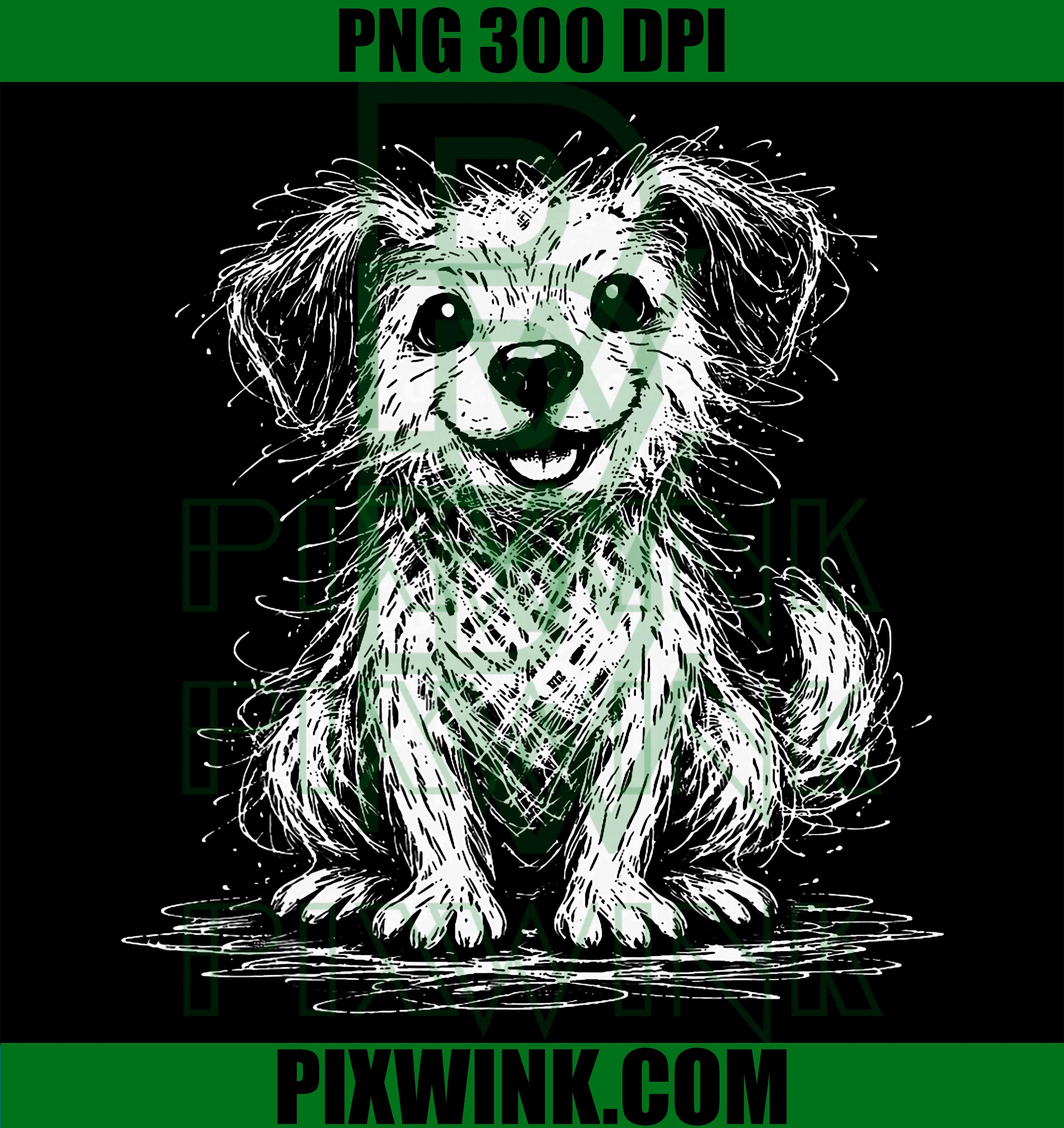 Cute Fluffy Puppy Chalk Sketch PNG, Hand Drawn Dog Illustration PNG