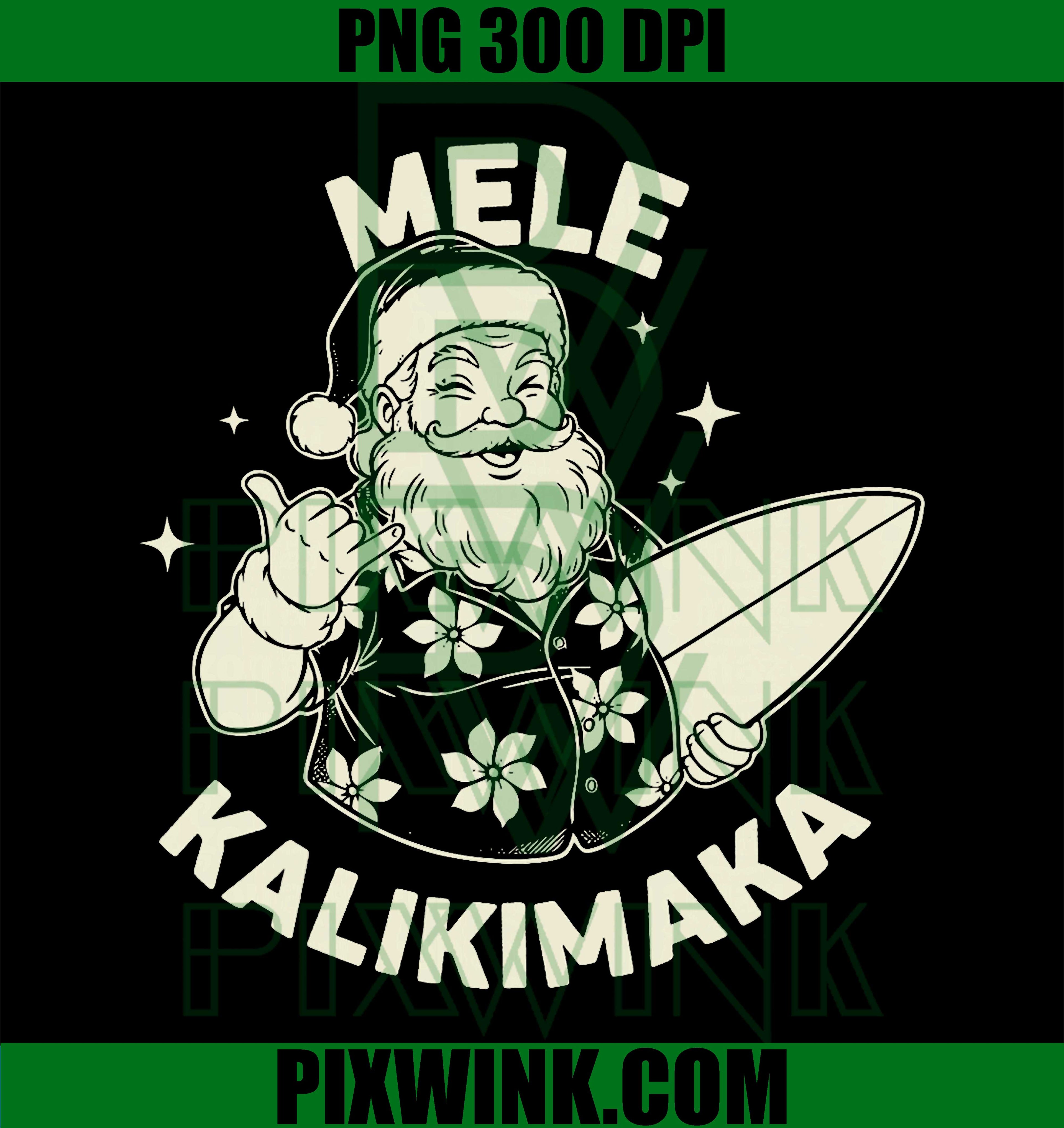 Retro Christmas Mele Kalikimaka, Santa Shaka Hawaii PNG