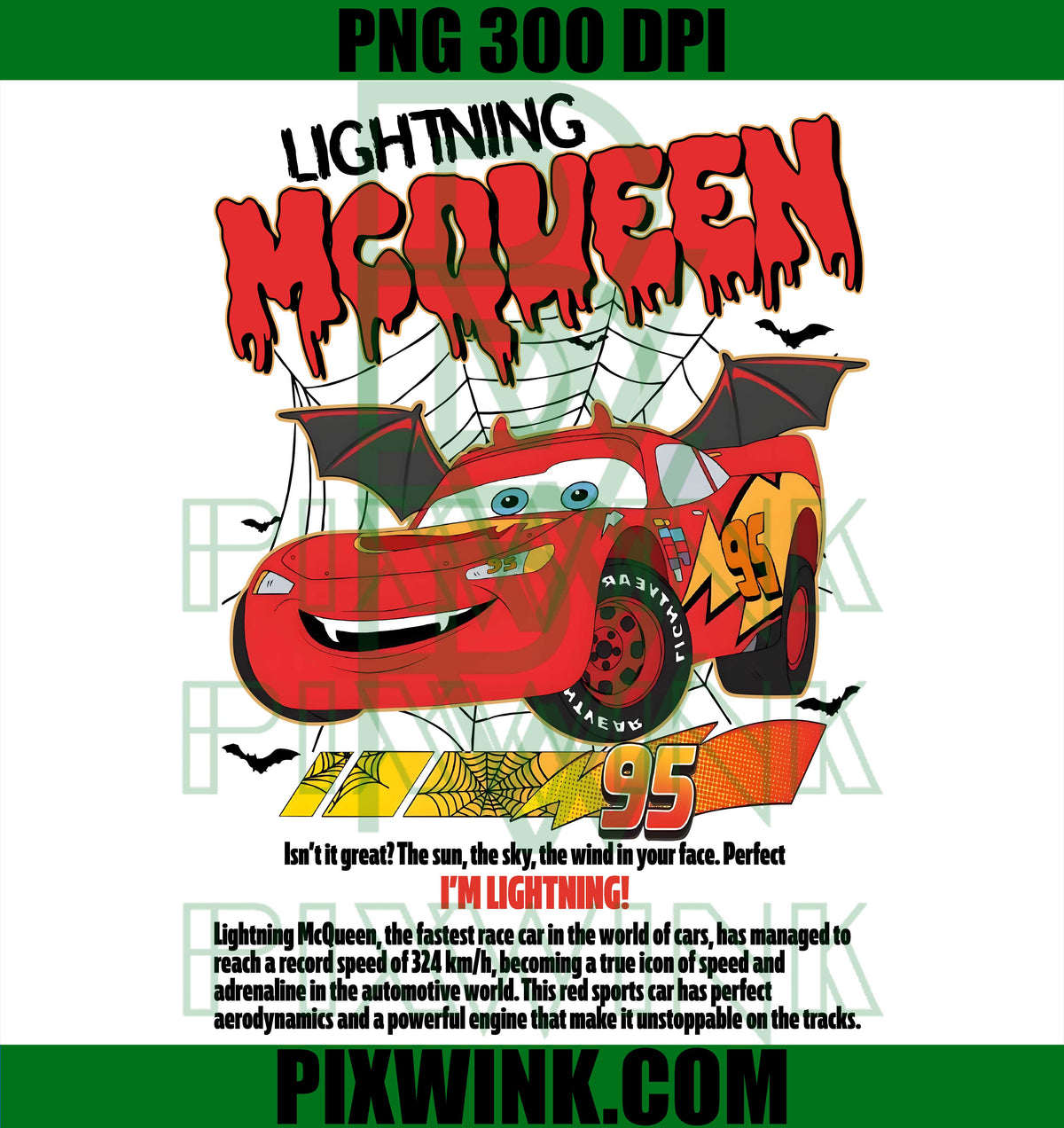 Lightning McQueen PNG, Halloween Car PNG, Vampire McQueen Art PNG