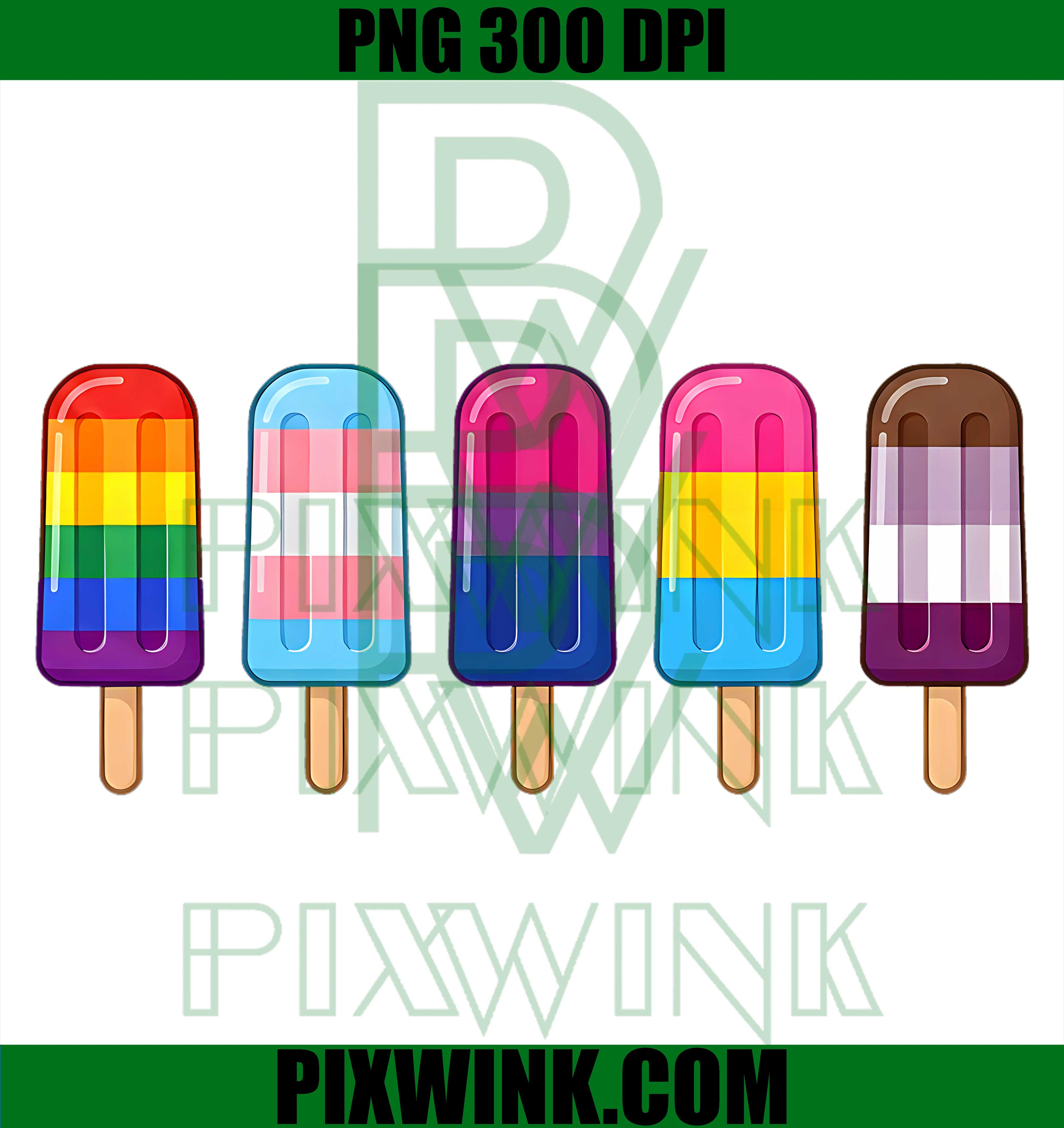 Gay Pride Rainbow Flag PNG, LGBT Popsicles Ice Cream PNG