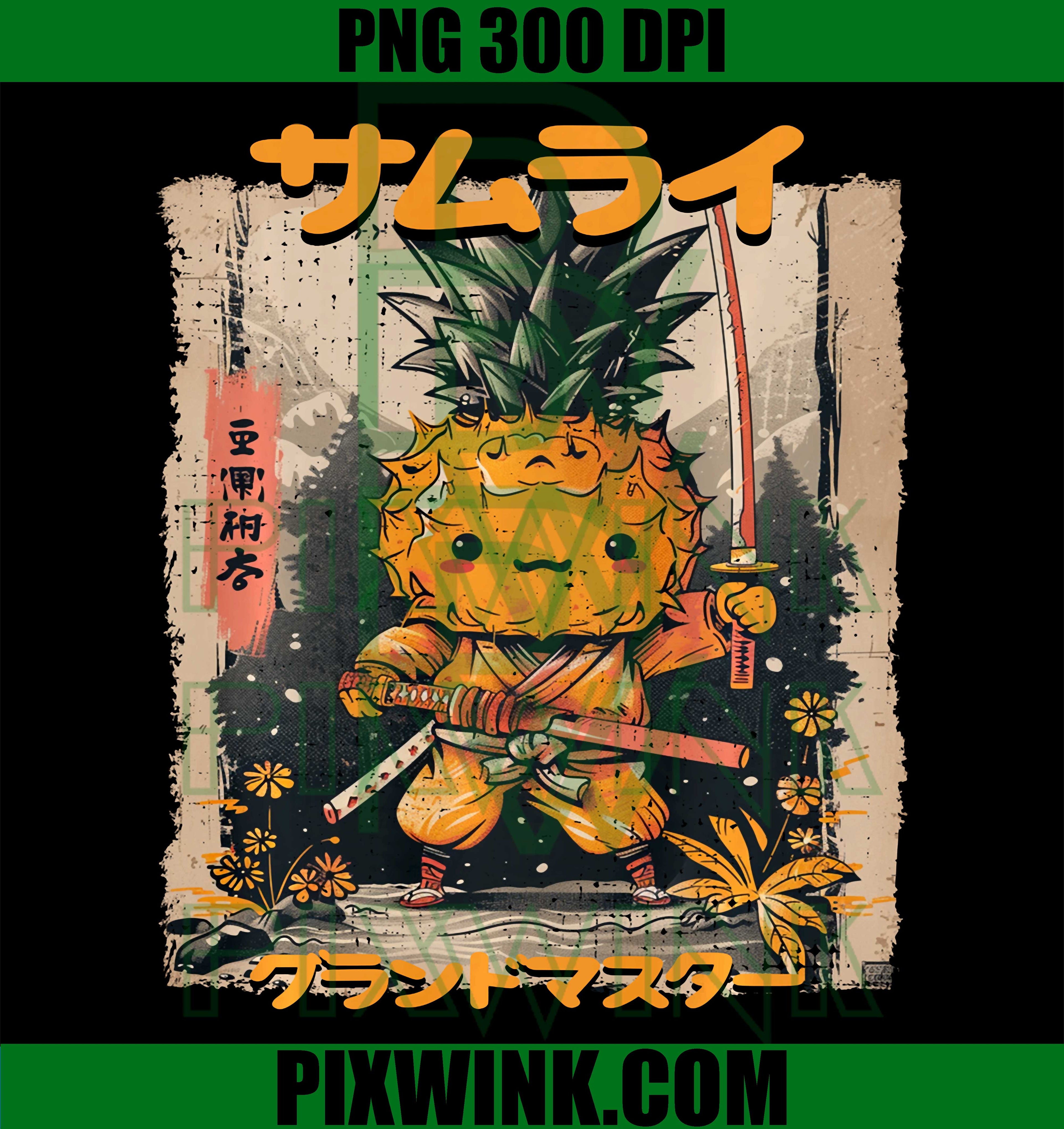 Samurai Pineapple Warrior PNG, Ukiyo Artwork Sensei Samurai PNG