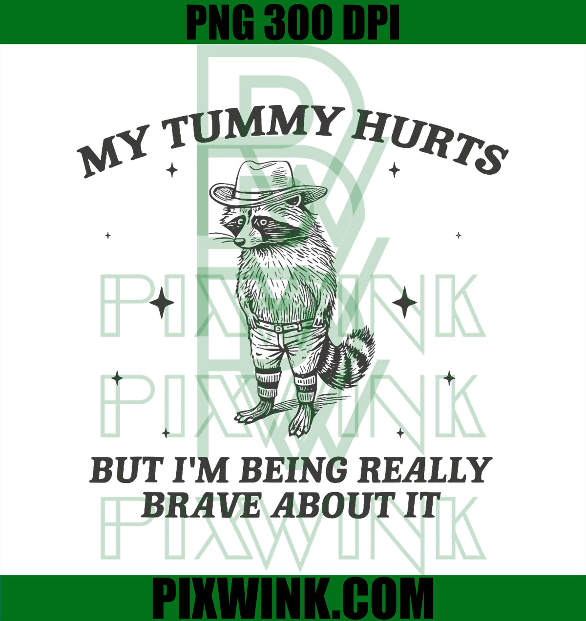 My Tummy Hurts But Im Being Brave About It, Cowboy Raccoon PNG