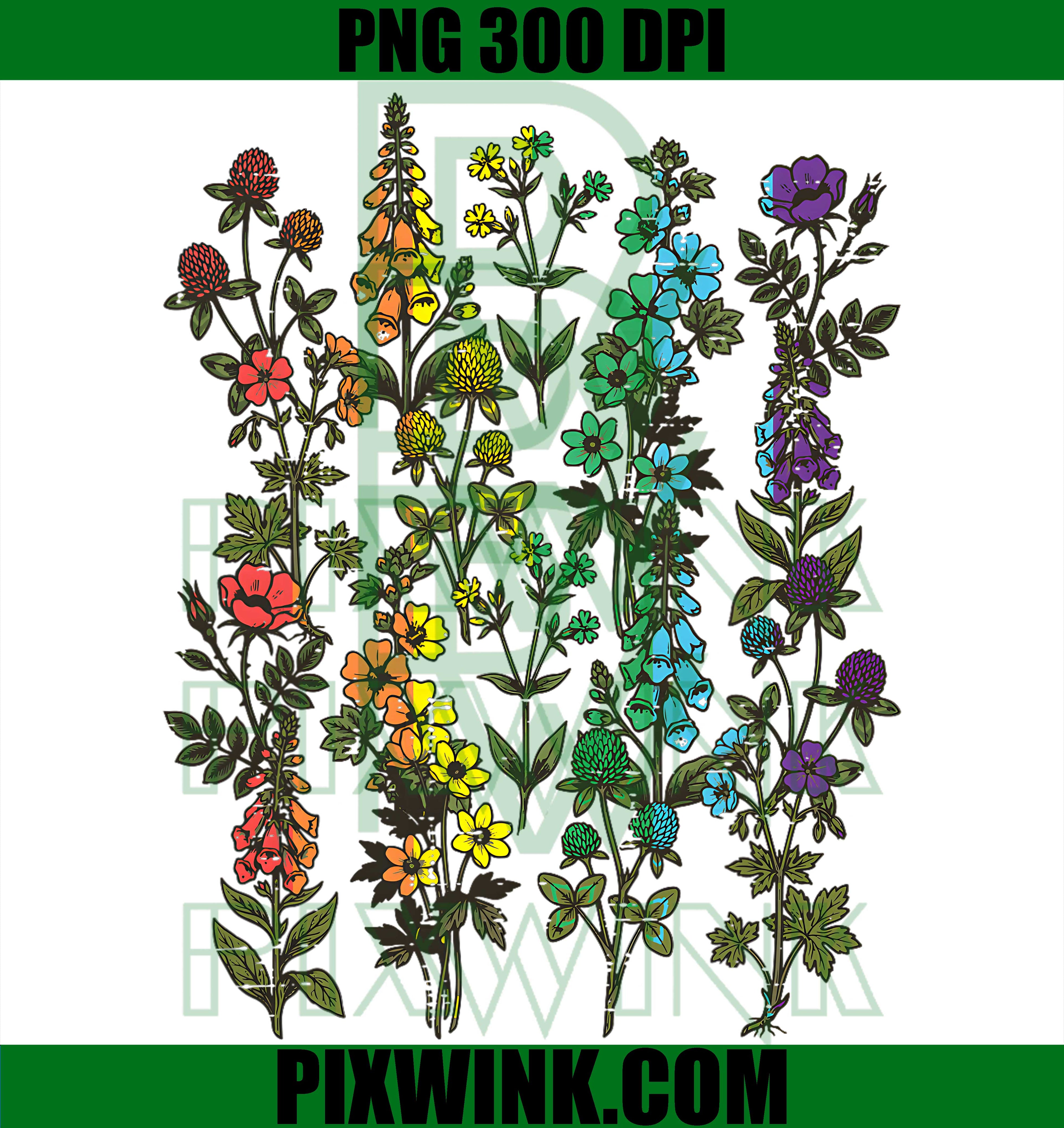 Gay Rainbow Wildflowers LGBTQ Pride PNG, LGBTQ Pride Month Floral Graphic PNG