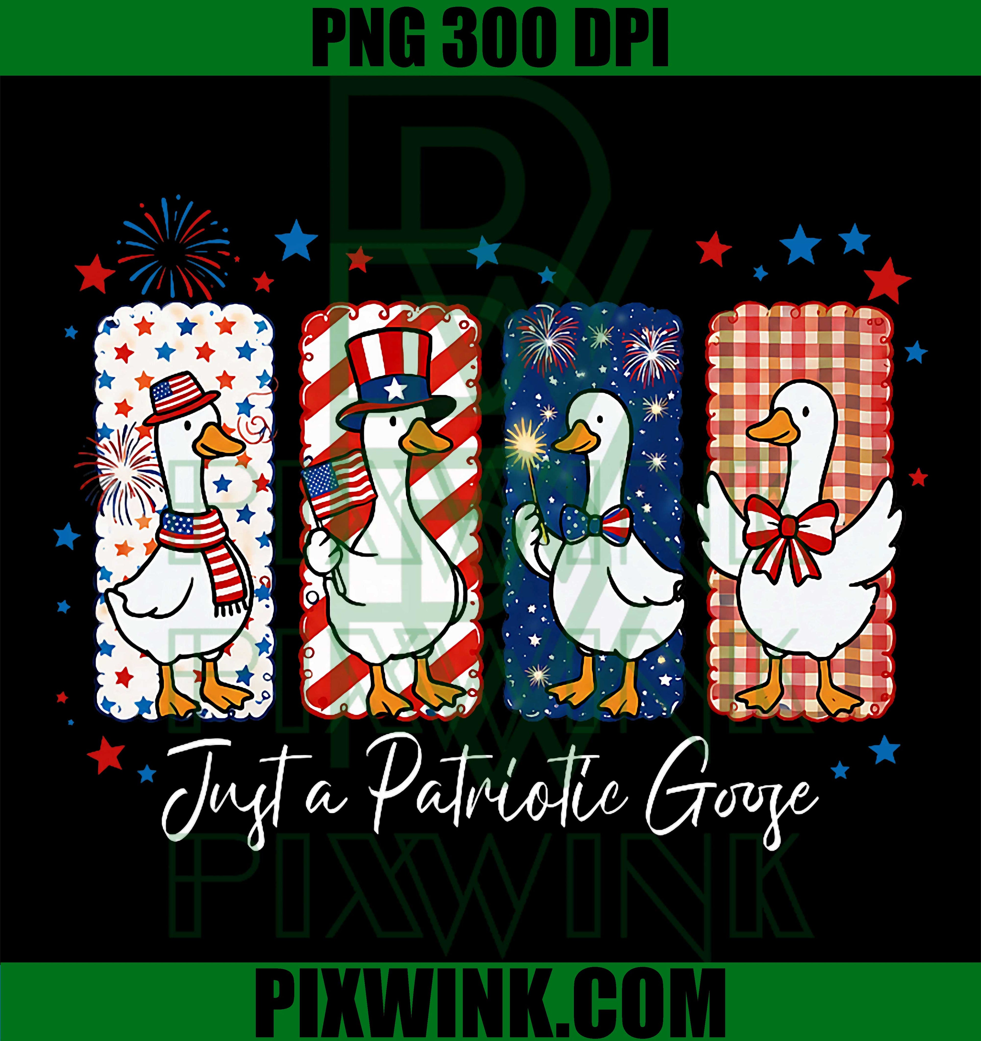 Patriotic Goose PNG, 1776–2026 USA Flag PNG Funny 4th of July Design