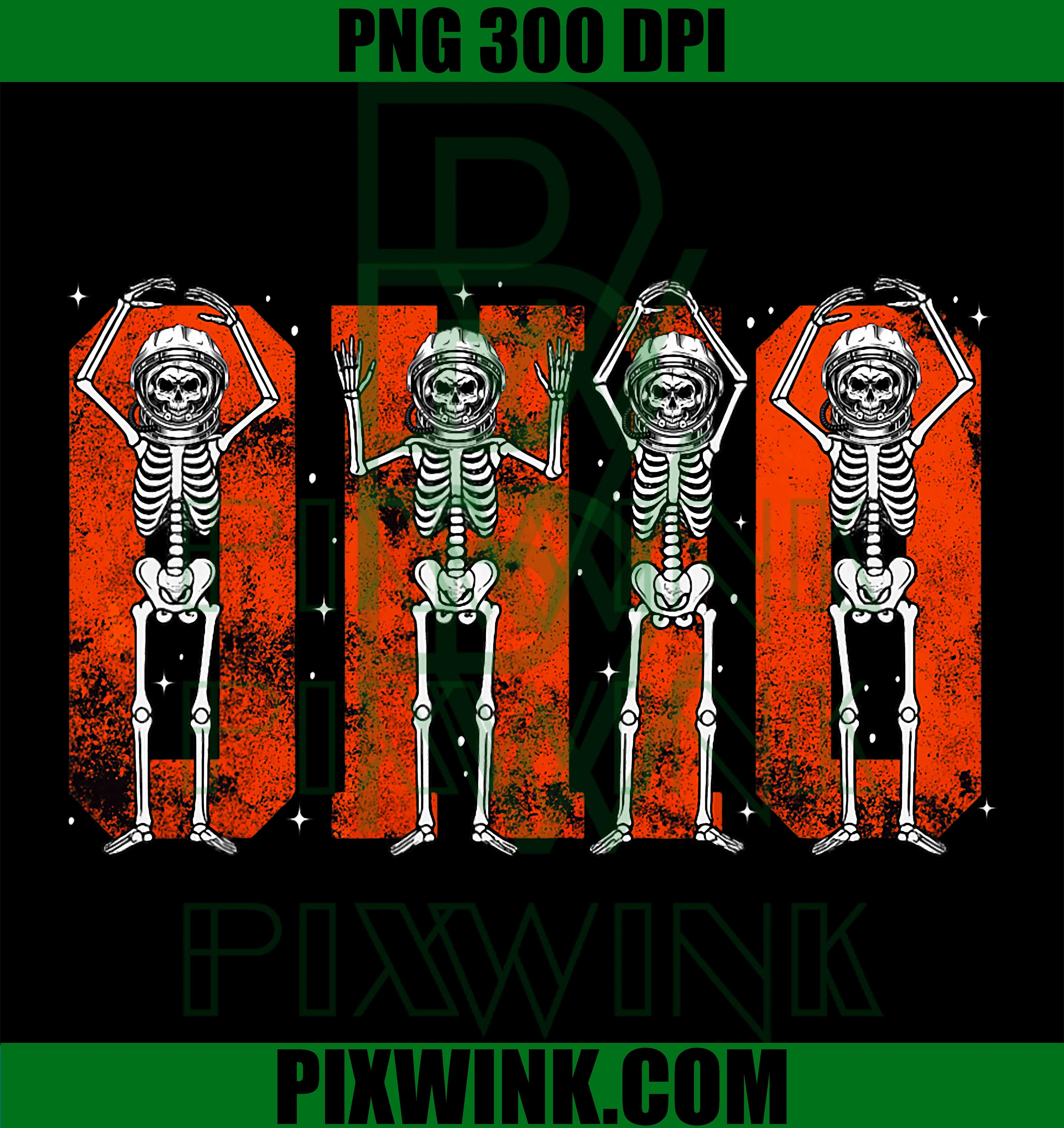 O-H-I-O Skeleton Astronaut PNG, Artemis Moon Funny Retro Design PNG