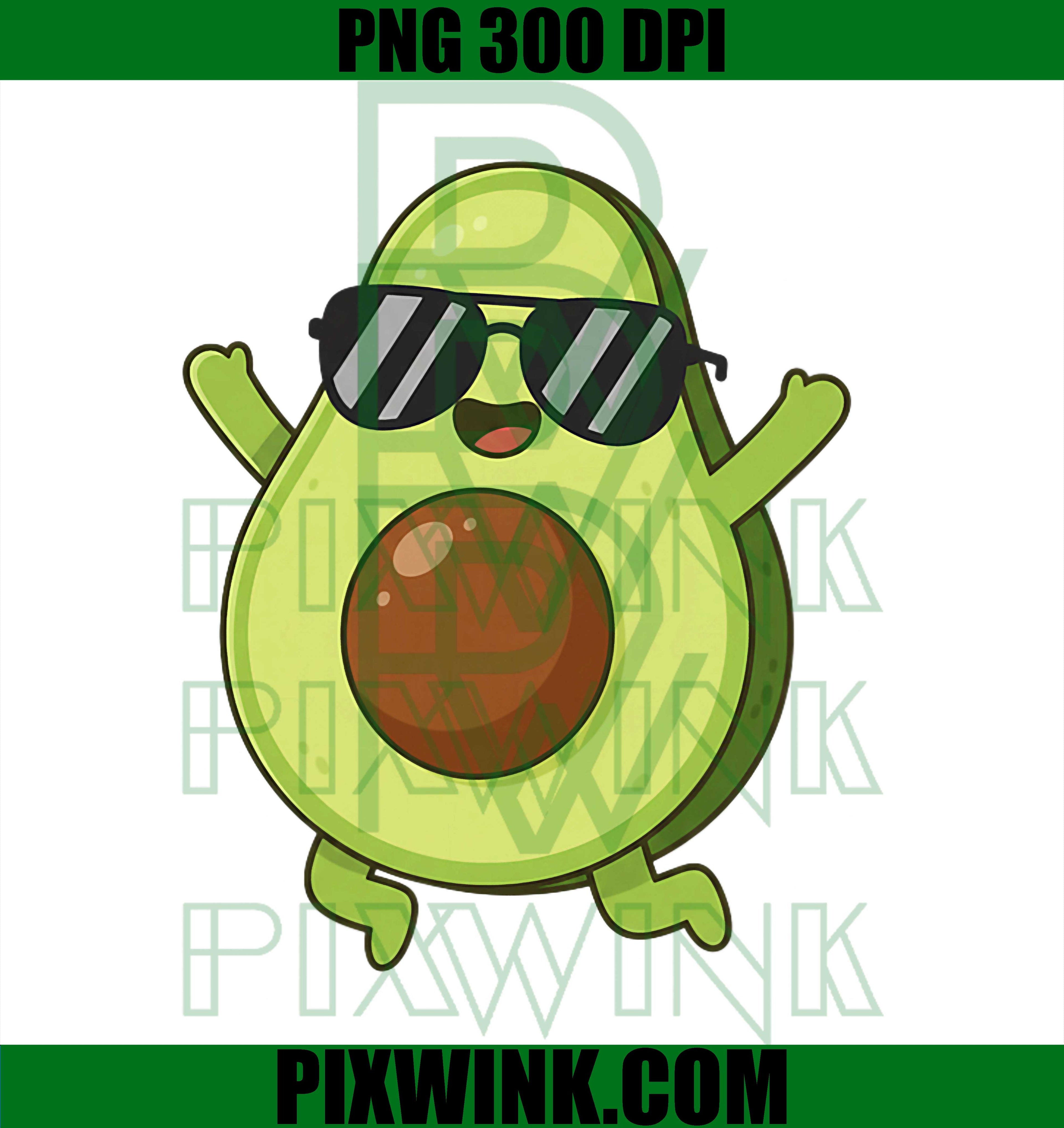 Cute Avocado With Sunglasses PNG