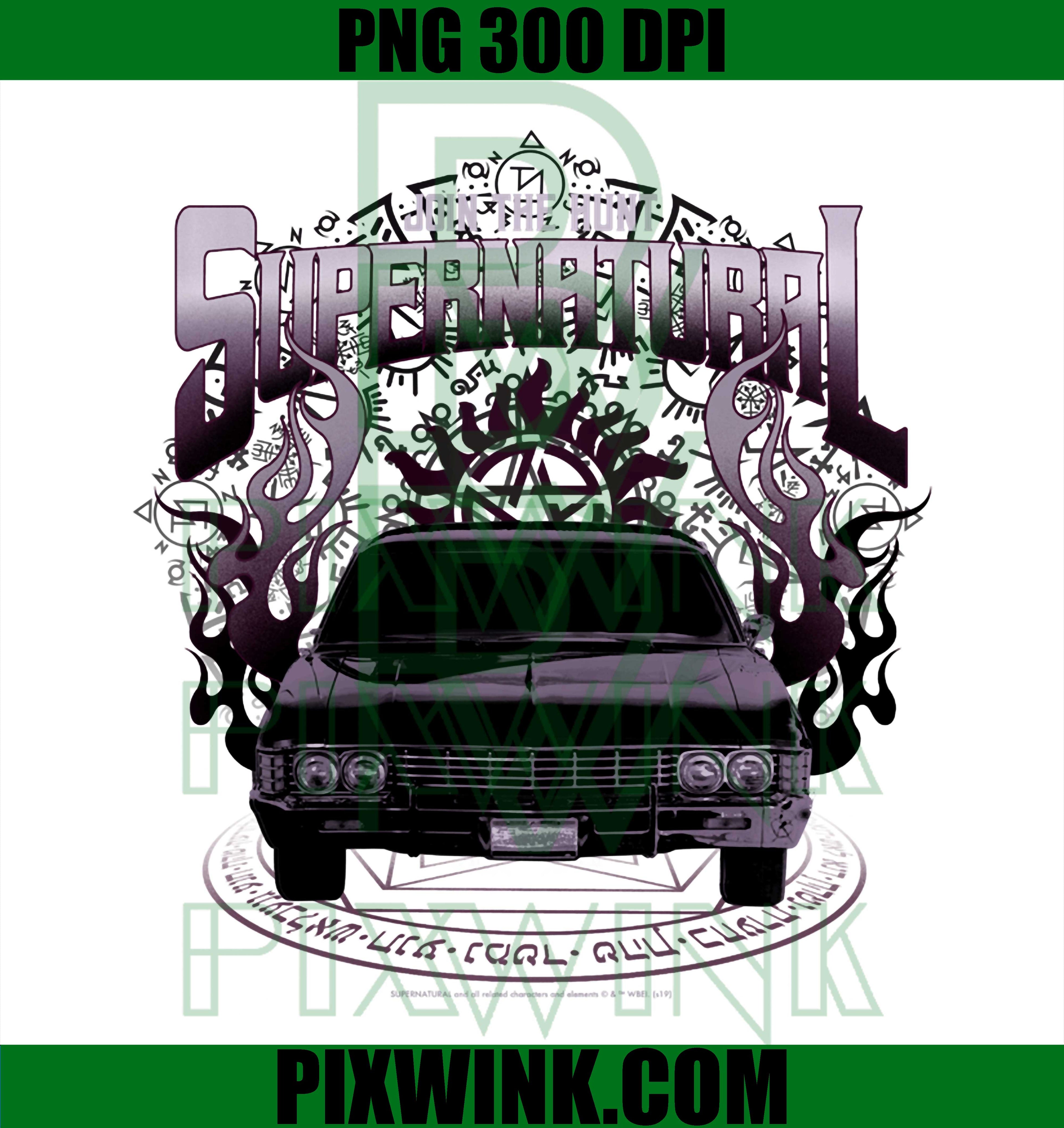 Supernatural Metallicar PNG, Join The Hunt Retro Design PNG