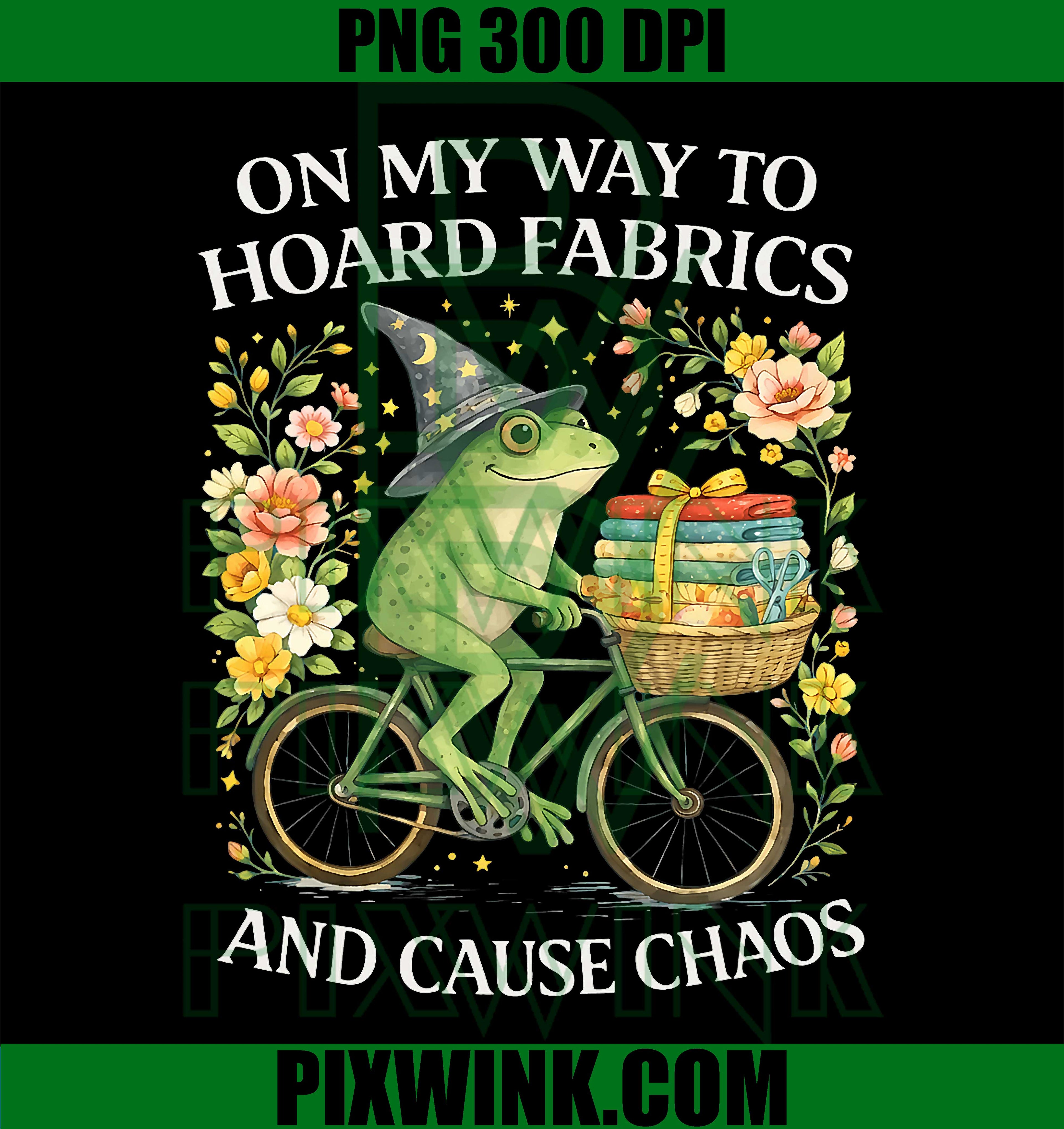 Hoard Fabrics Frog Sewing PNG, Funny Craft Chaos Retro Design PNG