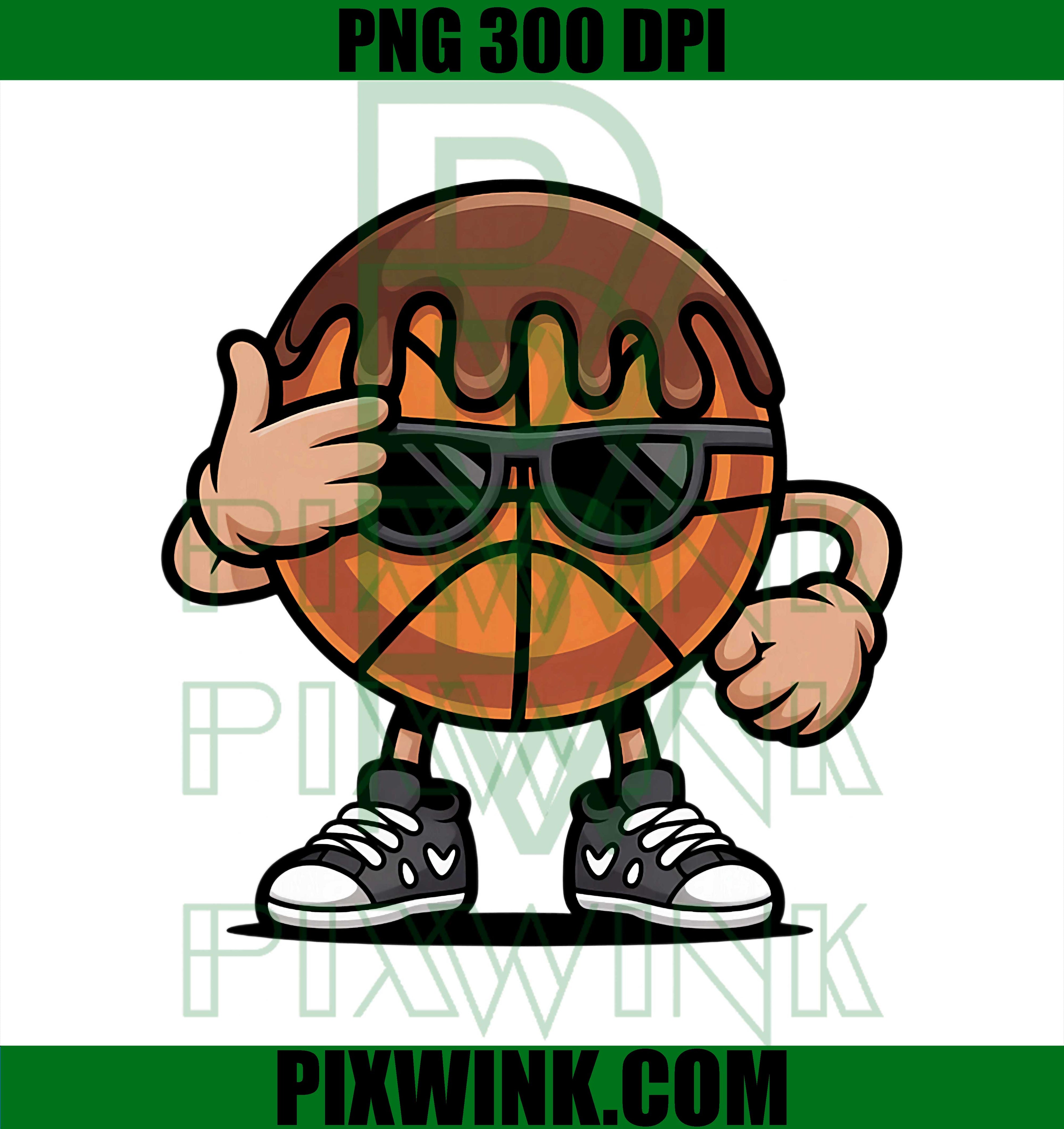Funny Cool Basketball Character PNG, Basketball Player With Shades Graphic PNG