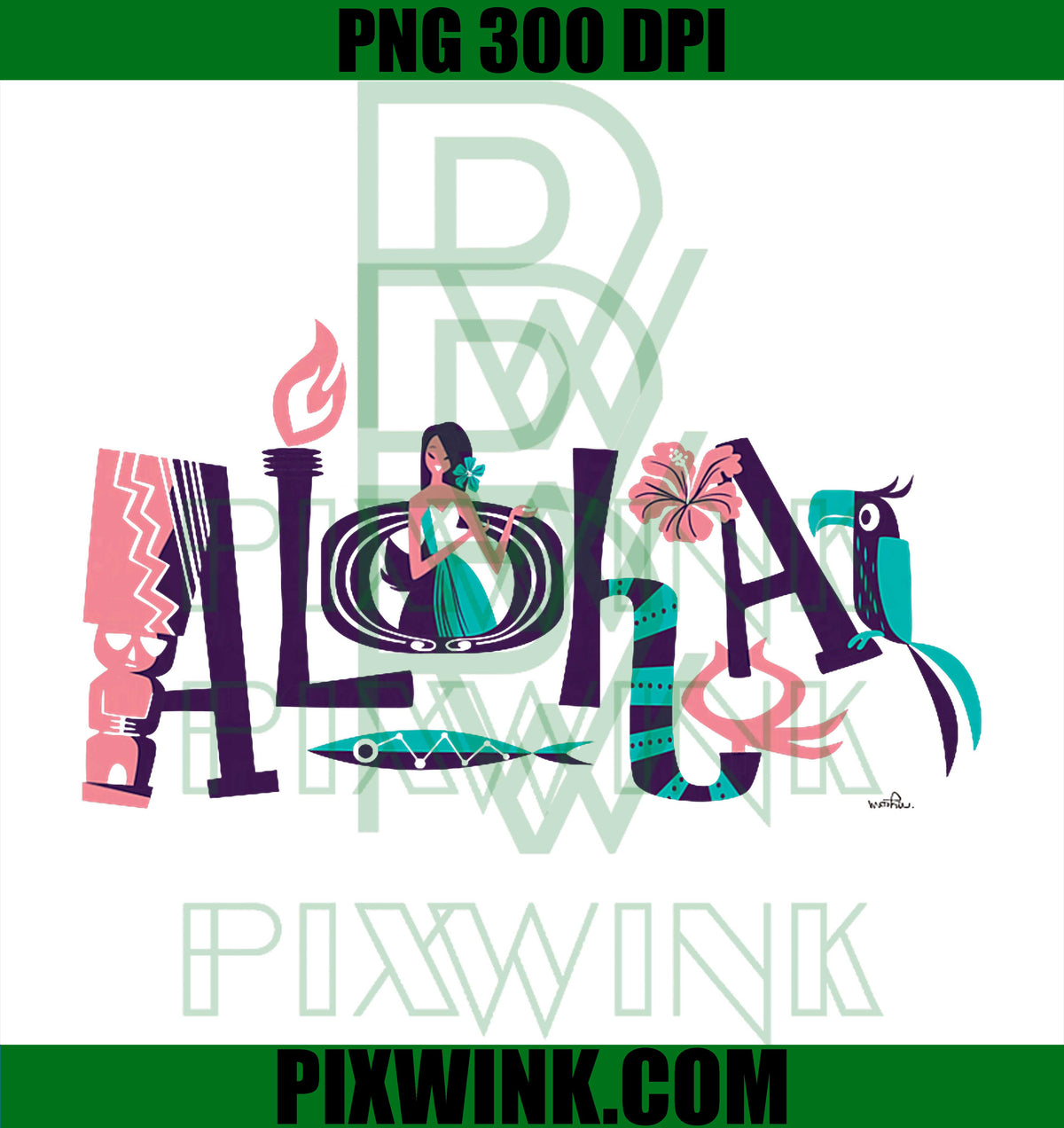 loha Hawaiian Tiki Summer, Tropical Vacation PNG, Beach Vibe PNG