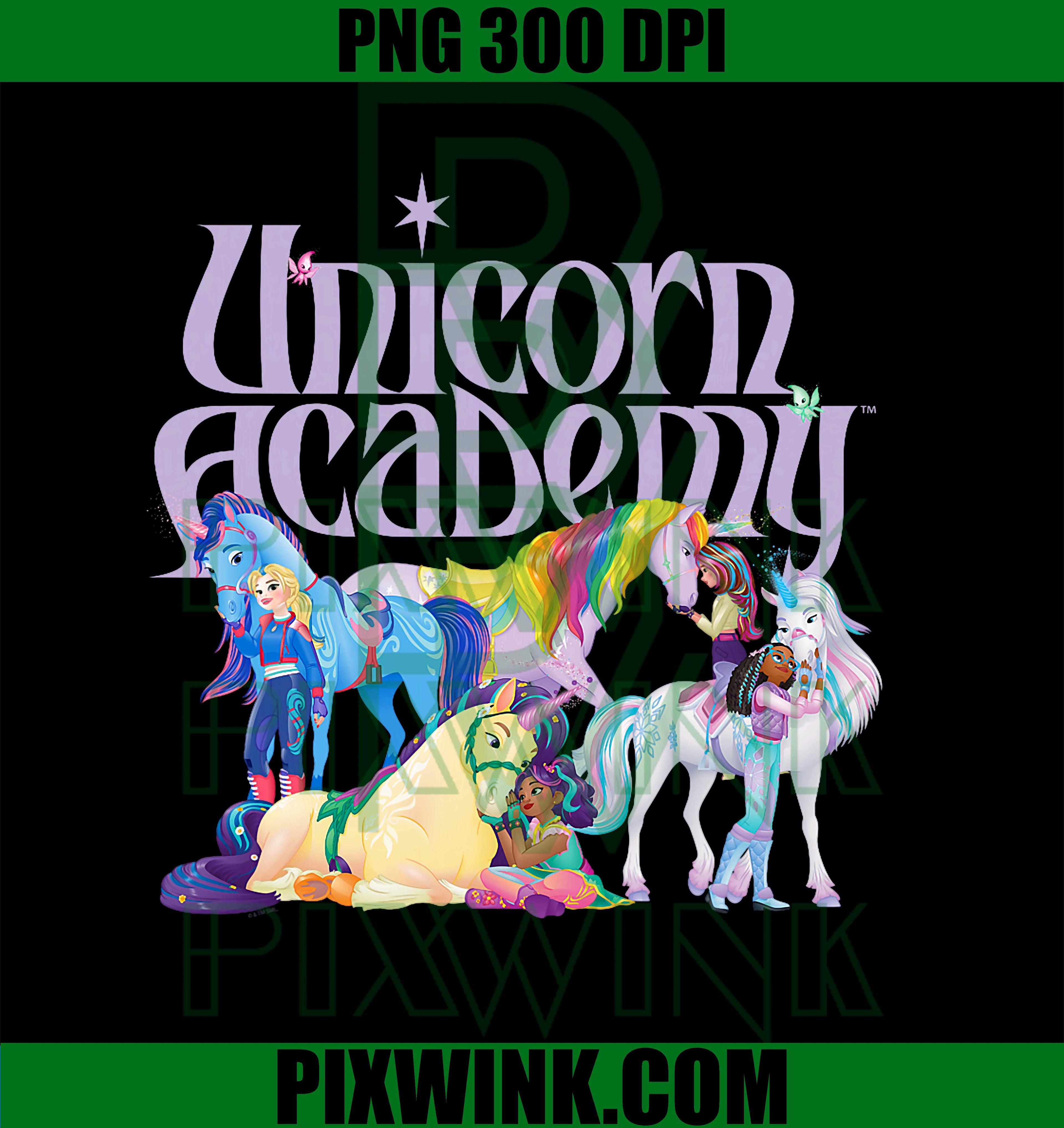 Riders and Unicorns PNG, Watercolor Unicorns PNG, Rainbow Pony and Castle PNG
