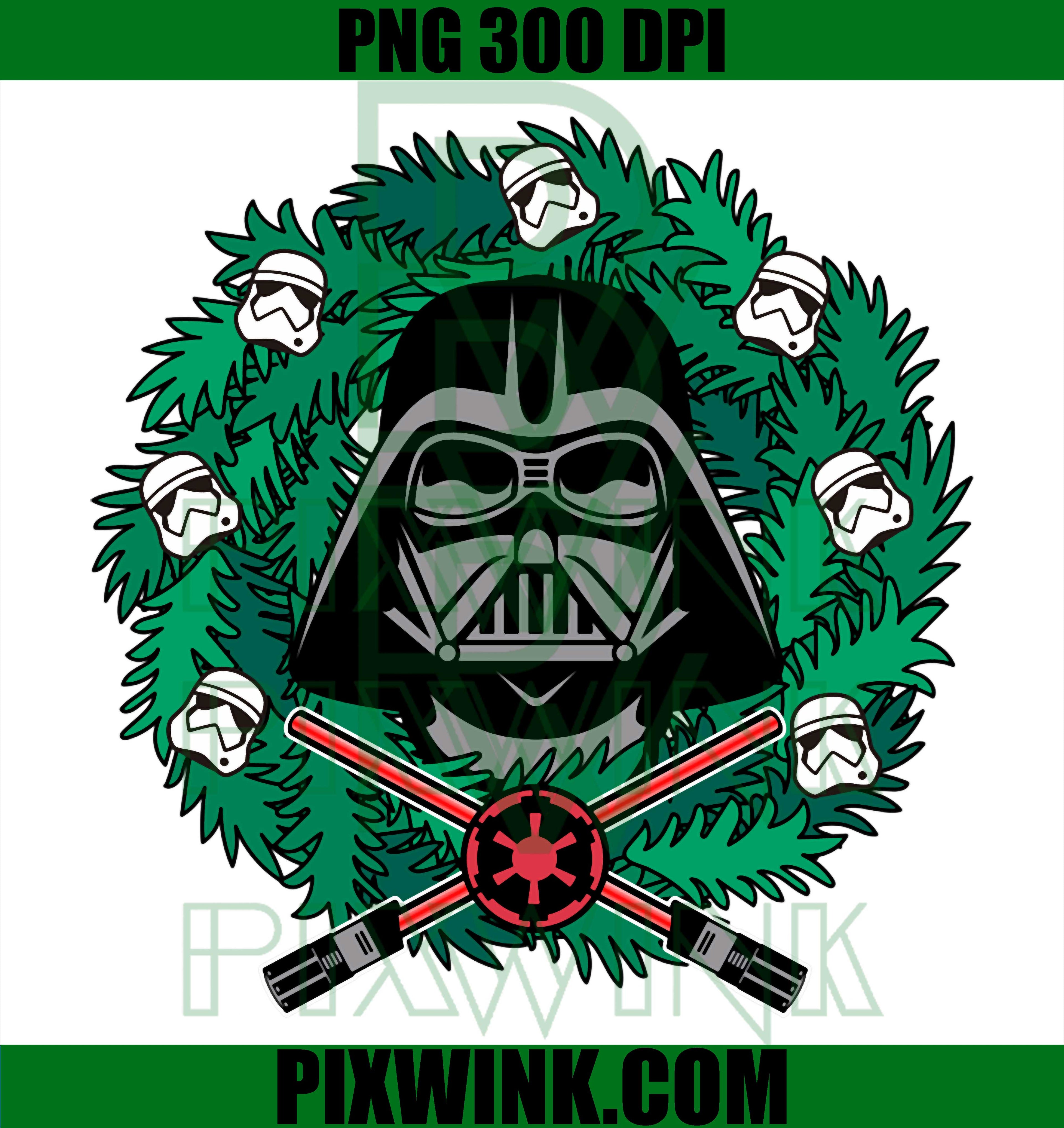 Star Wars Darth Vader Helmet Holiday Christmas Wreath PNG