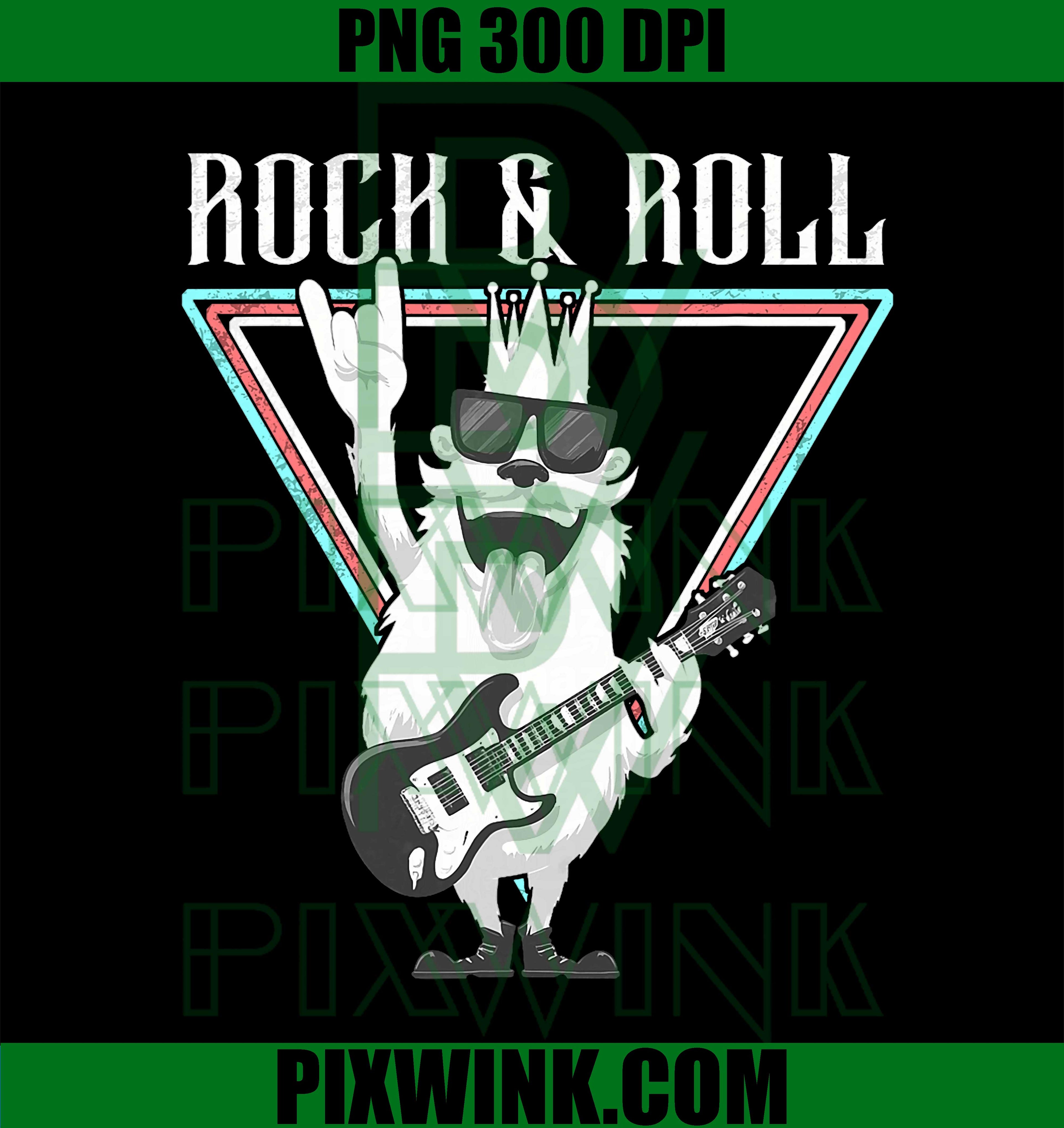 Rock & Roll Cool Dog with Guitar PNG