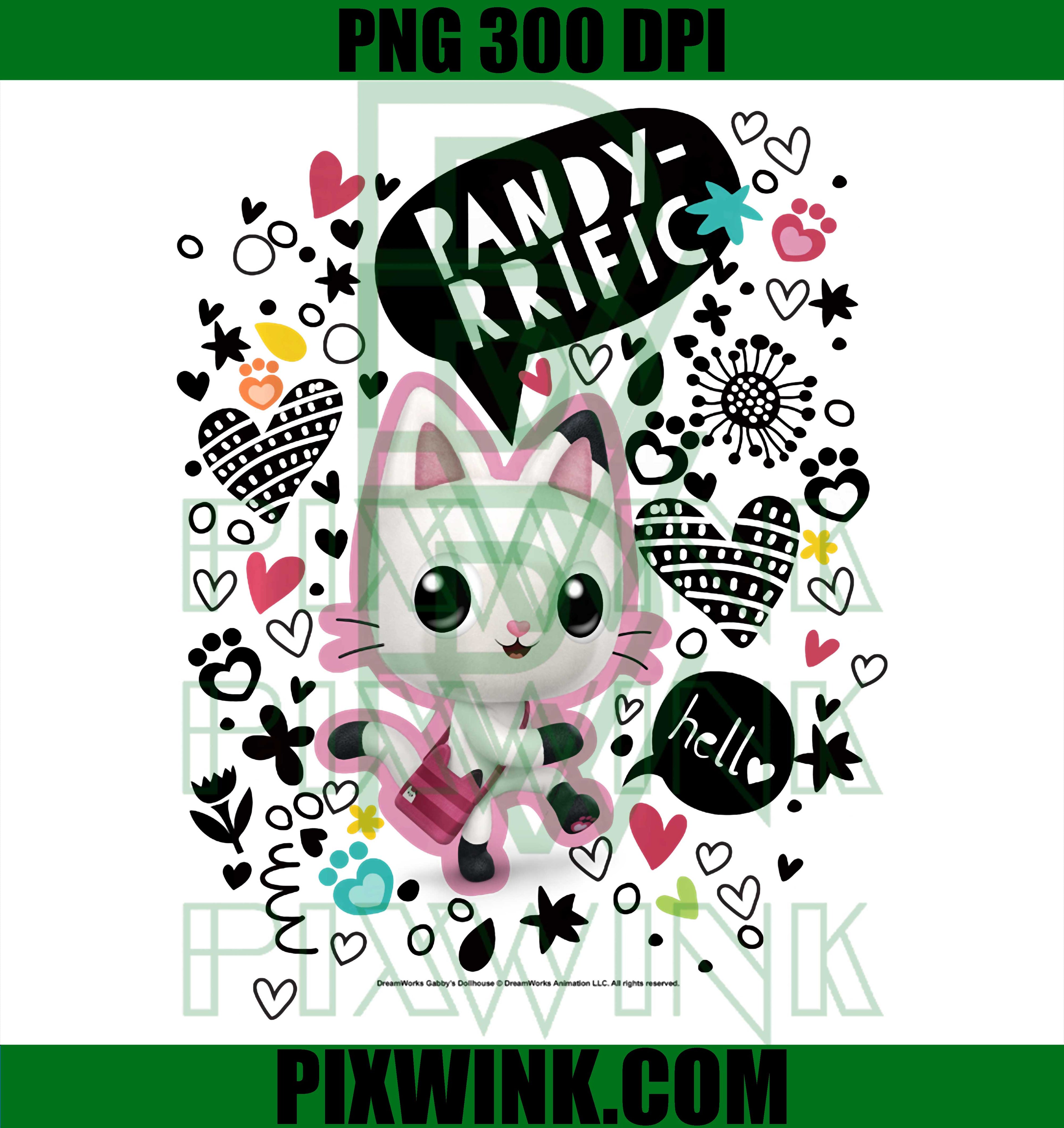 Gabby Dollhouse Pandy Paws PNG, Cute Cartoon Cat Doodles PNG