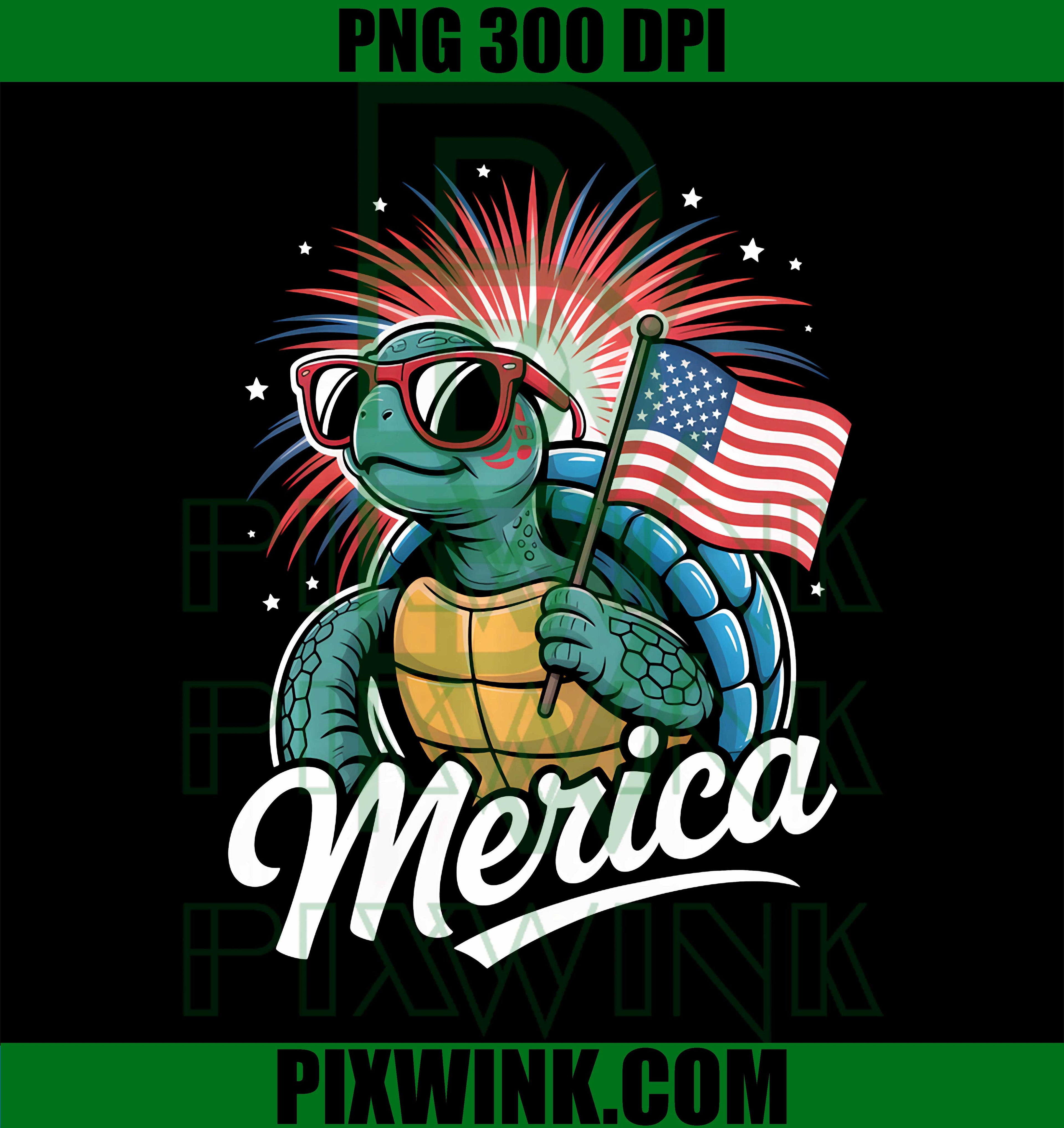 Cute Sea Turtle 4th Of July PNG, Patriotic American Graphic PNG