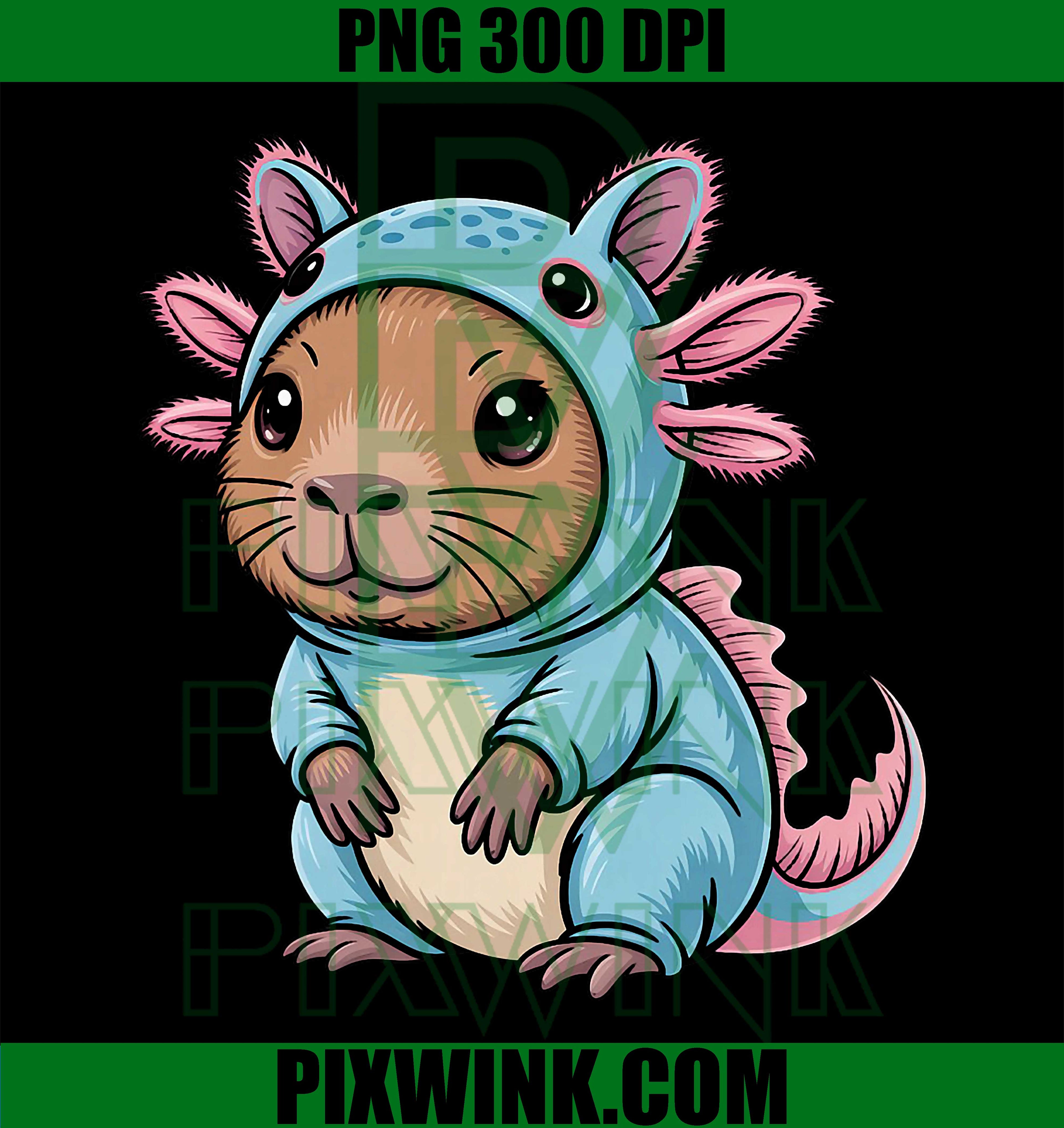 Cute Capybara Axolotl, Funny Animal PNG