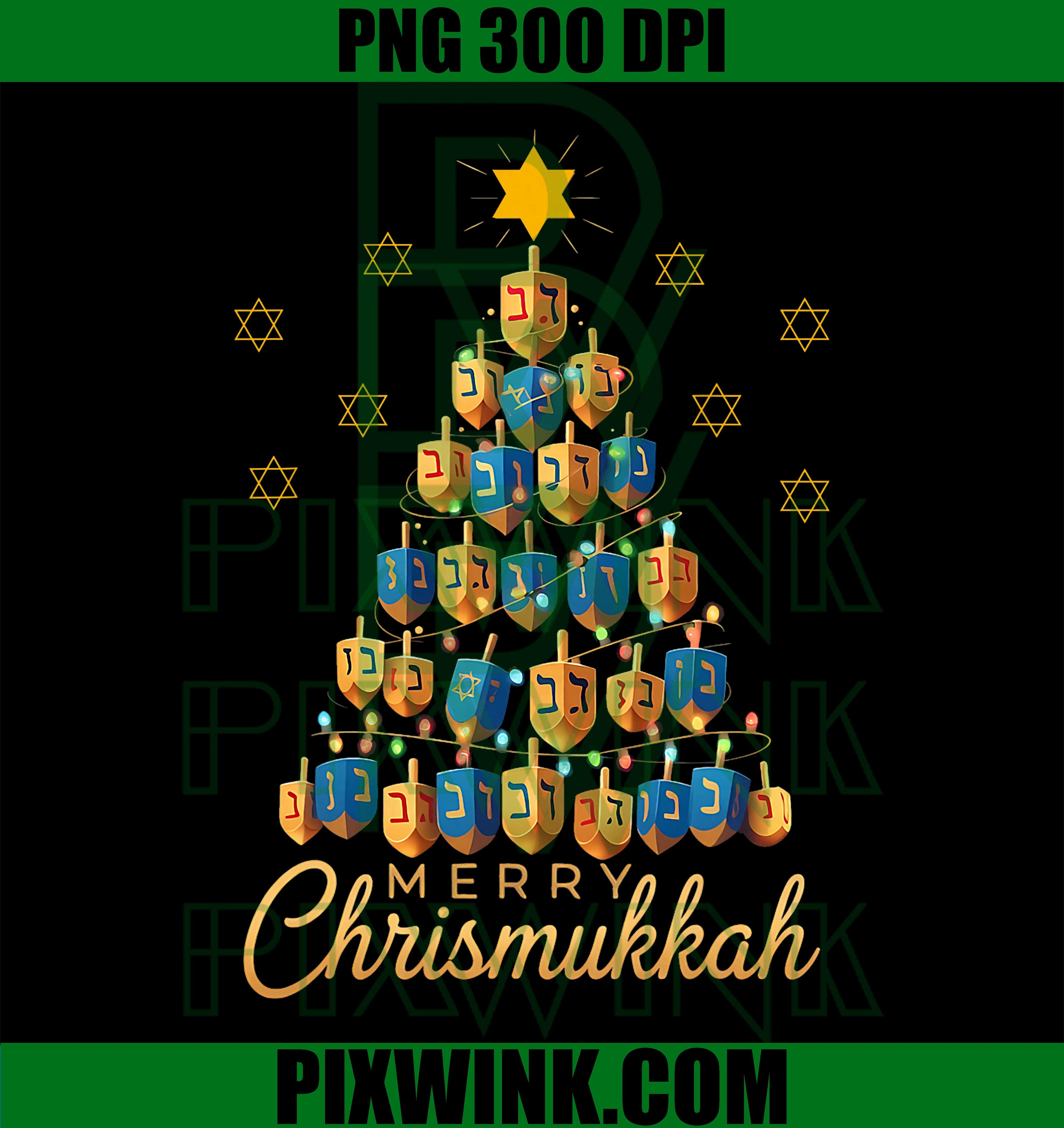 Merry Chrismukkah Happy Chanukkah Dreidel Christmas Tree PNG