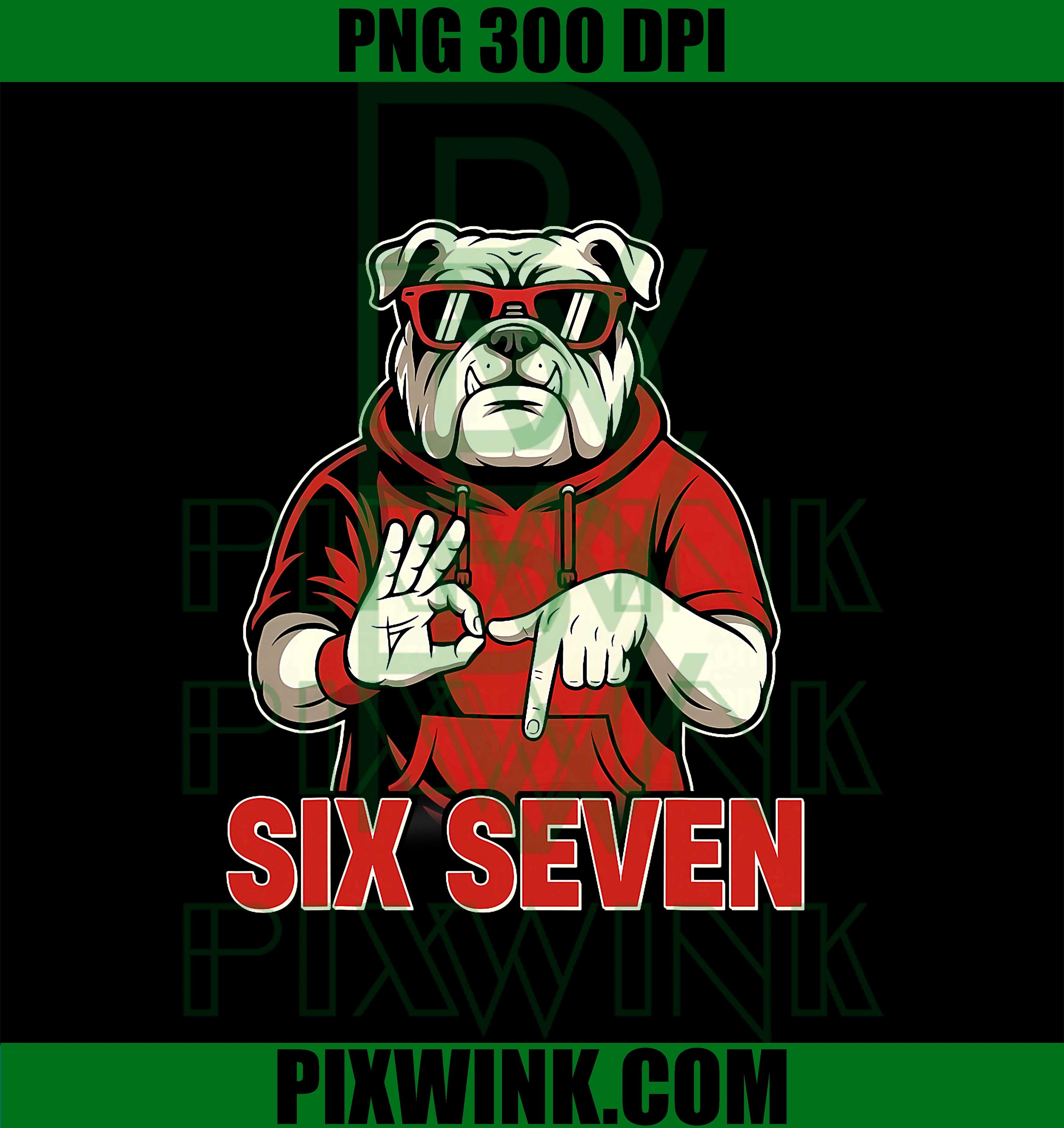 Funny Six Seven Bulldog 67 Meme PNG, Funny English Bulldog Dog Sunglasses PNG