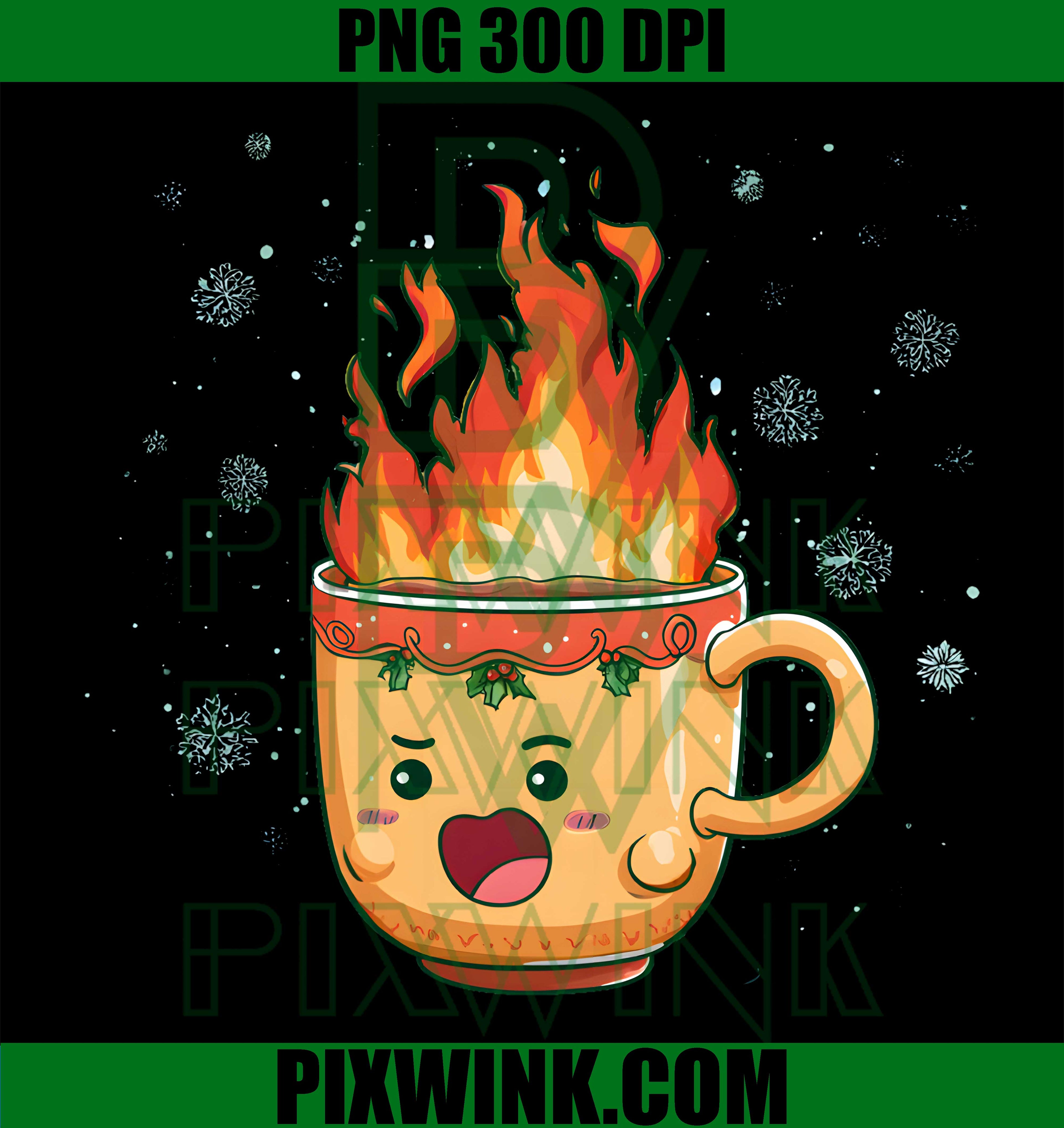 Pretty Fire Cup Costume Hot Drinks PNG, Cozy Coffee Lovers Funny Design PNG