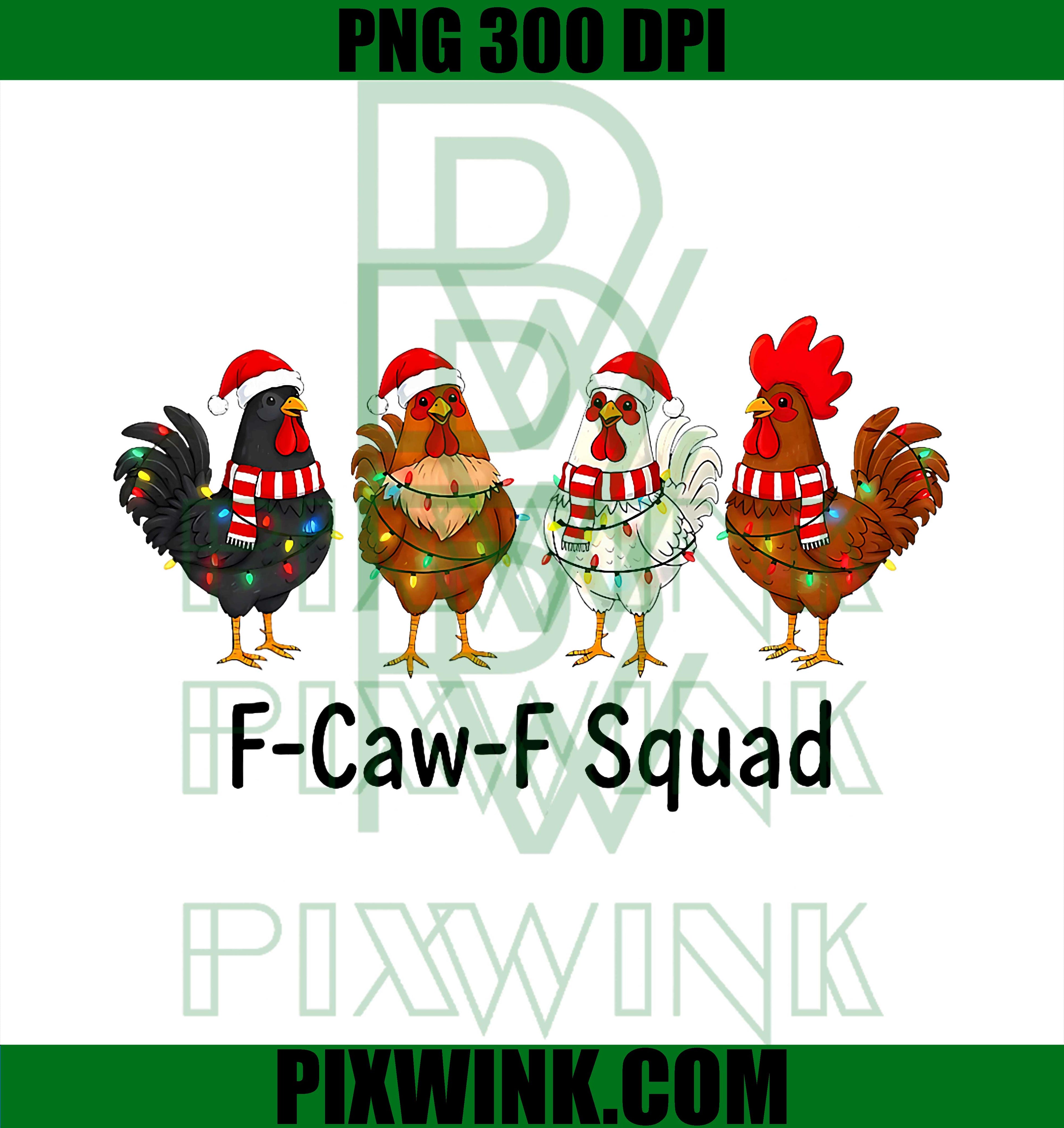 F-Caw-F Squad Chicken Santa Hat Christmas Pajamas Holiday PNG
