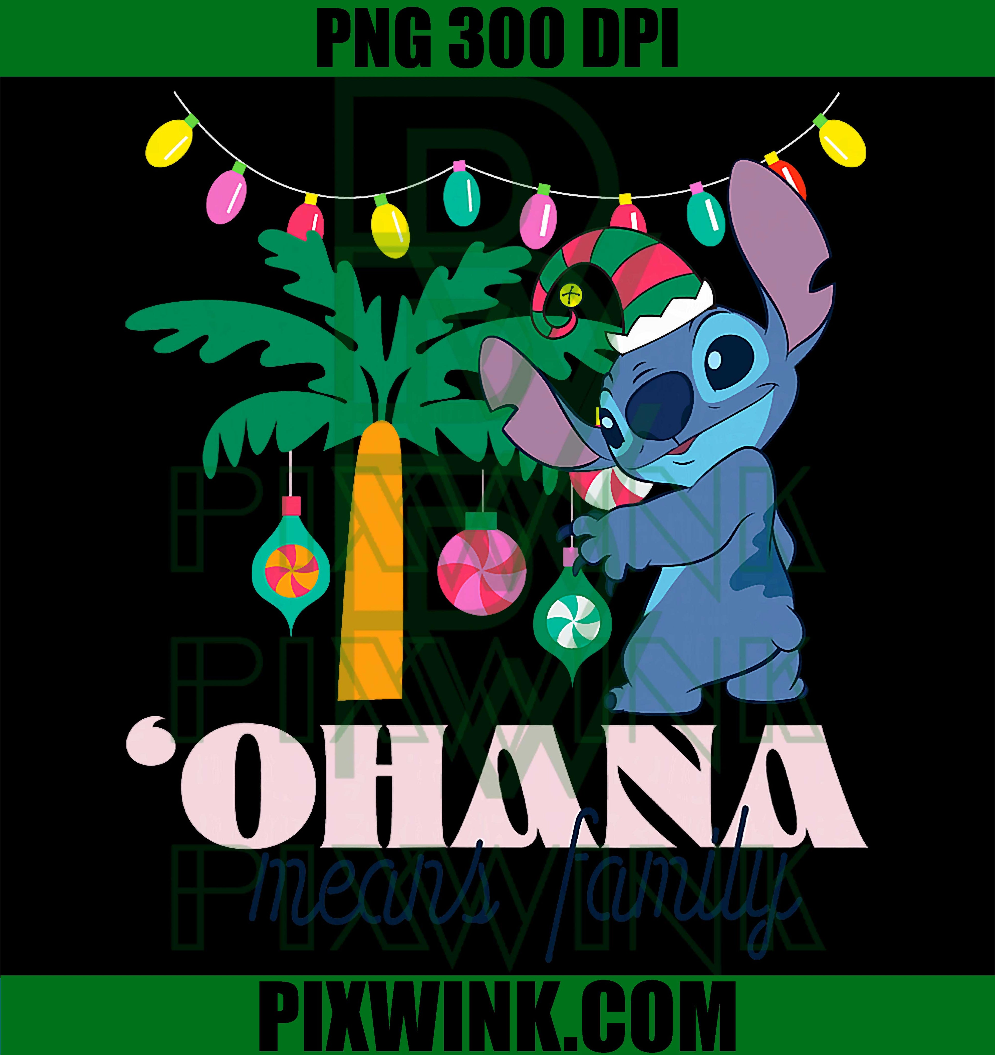 Disney Lilo & Stitch Christmas 'Ohana Means Family PNG