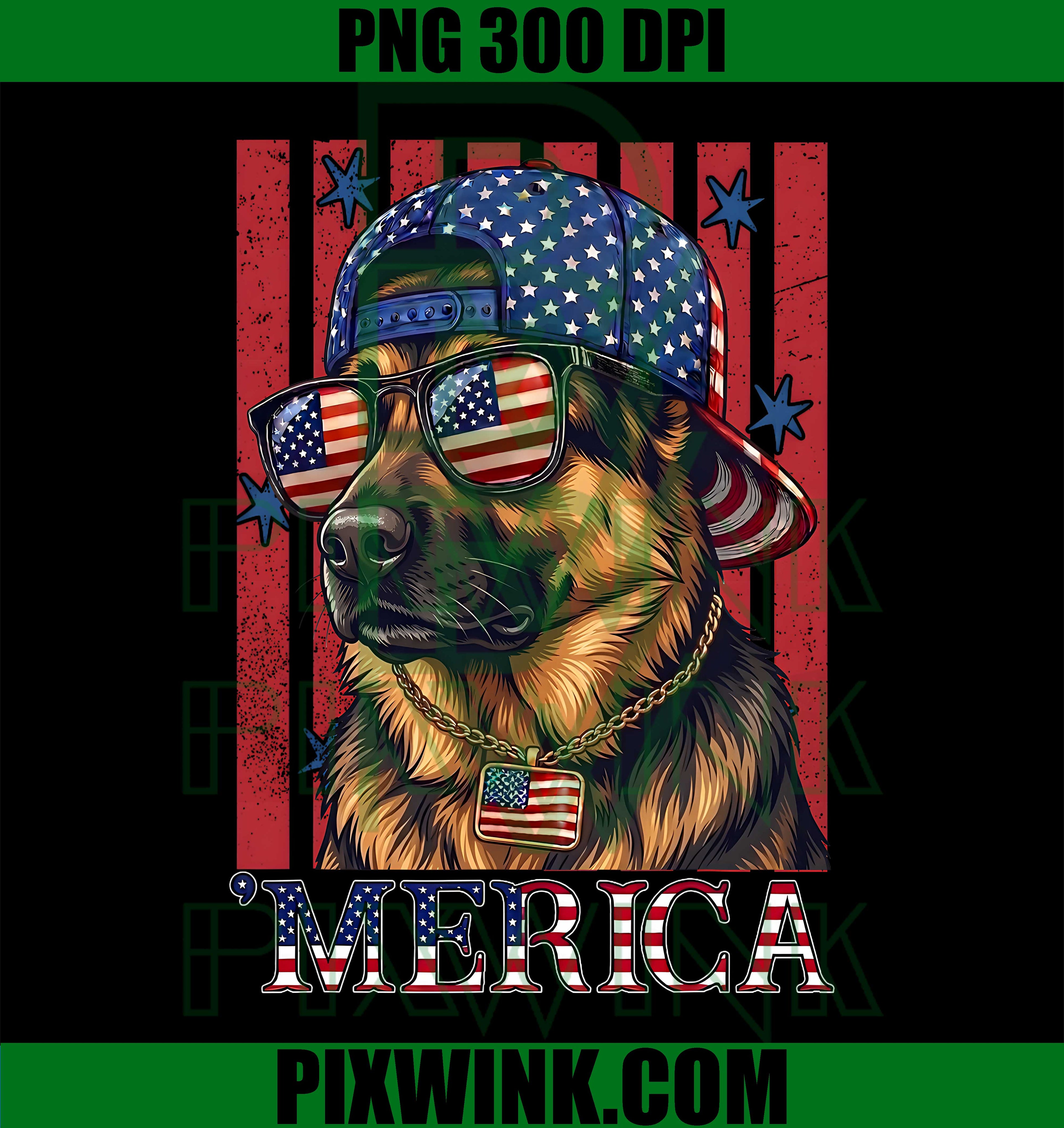 German Shepherd Dog PNG, America 250th Patriotic USA Flag PNG
