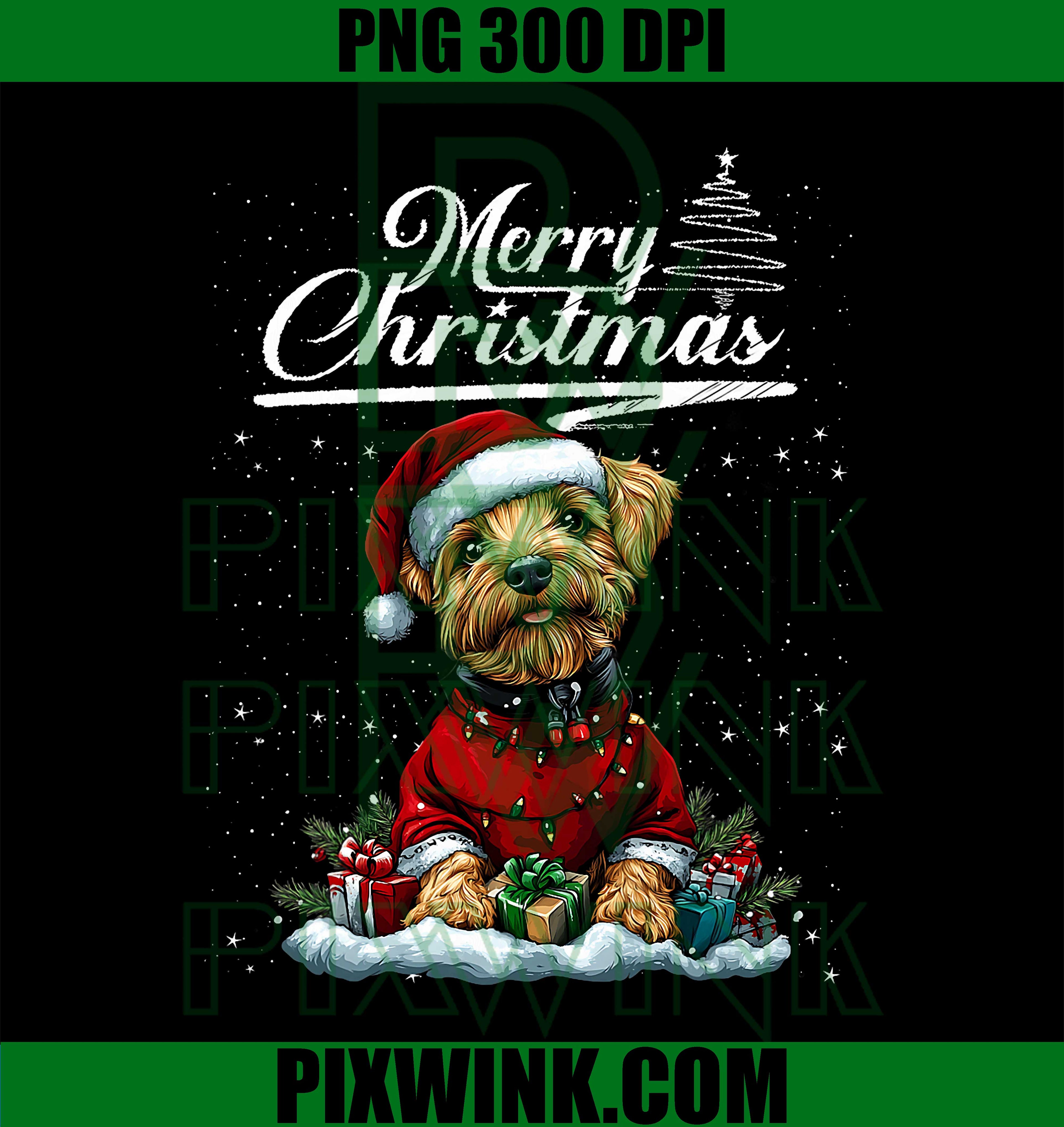 Merry Christmas Airedale Terrier Santa Hat Dog Lovers Xmas PNG
