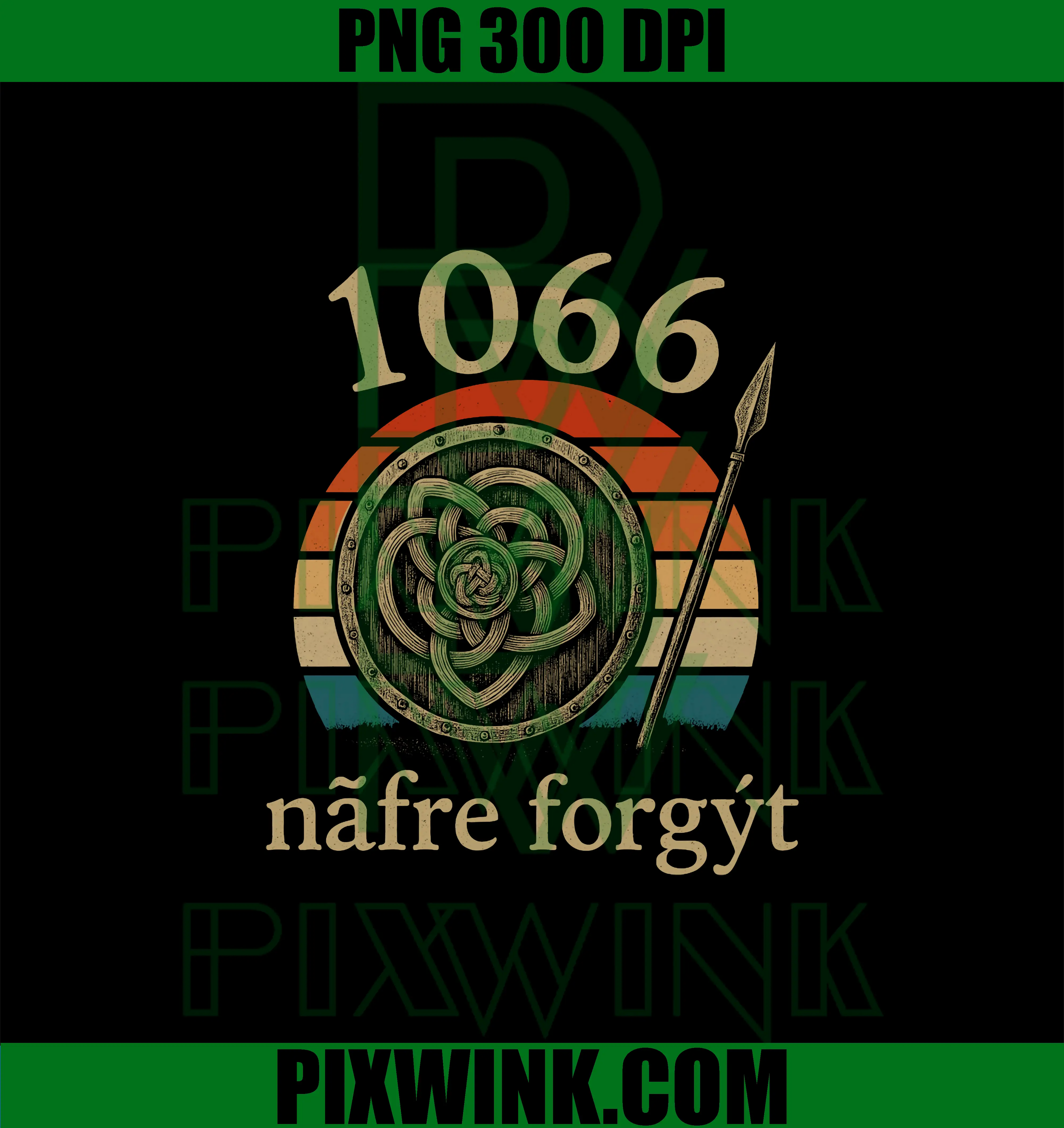 1066 Næfre Forgyt PNG, Old English Viking History Quote PNG
