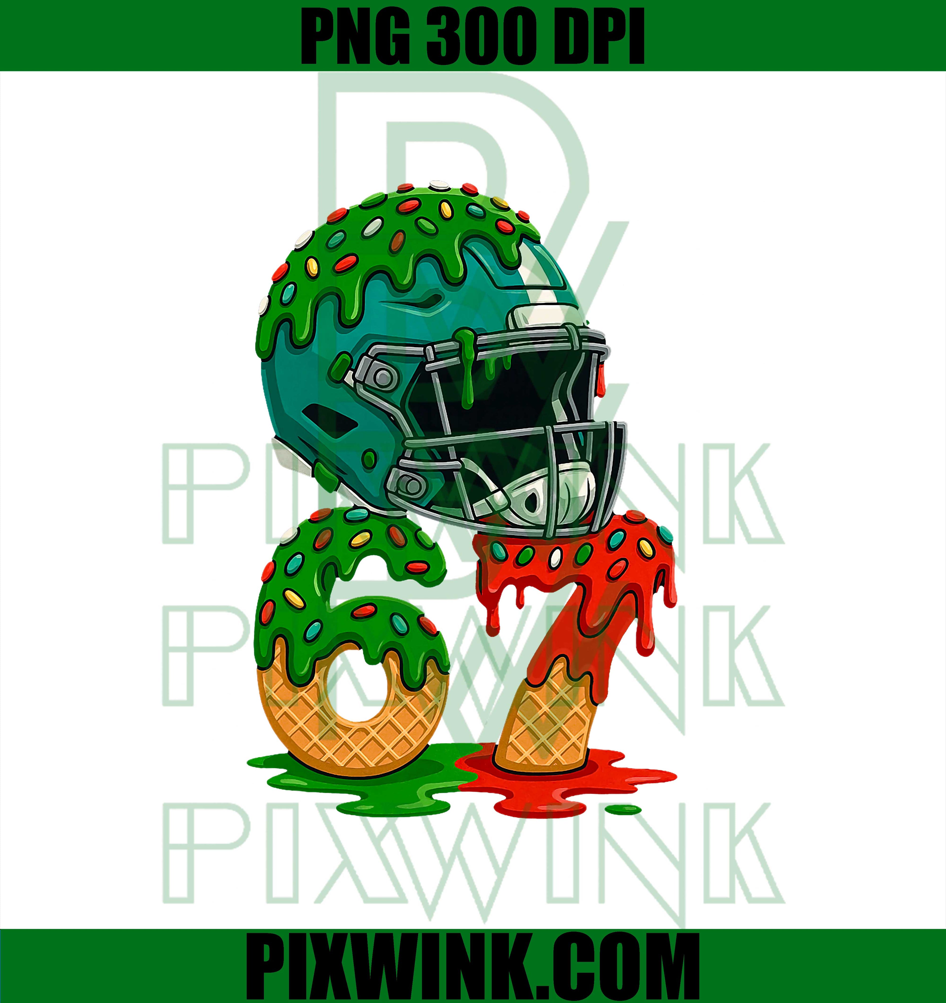 American Christmas Football 67 Ice Cream Drip Funny Number PNG