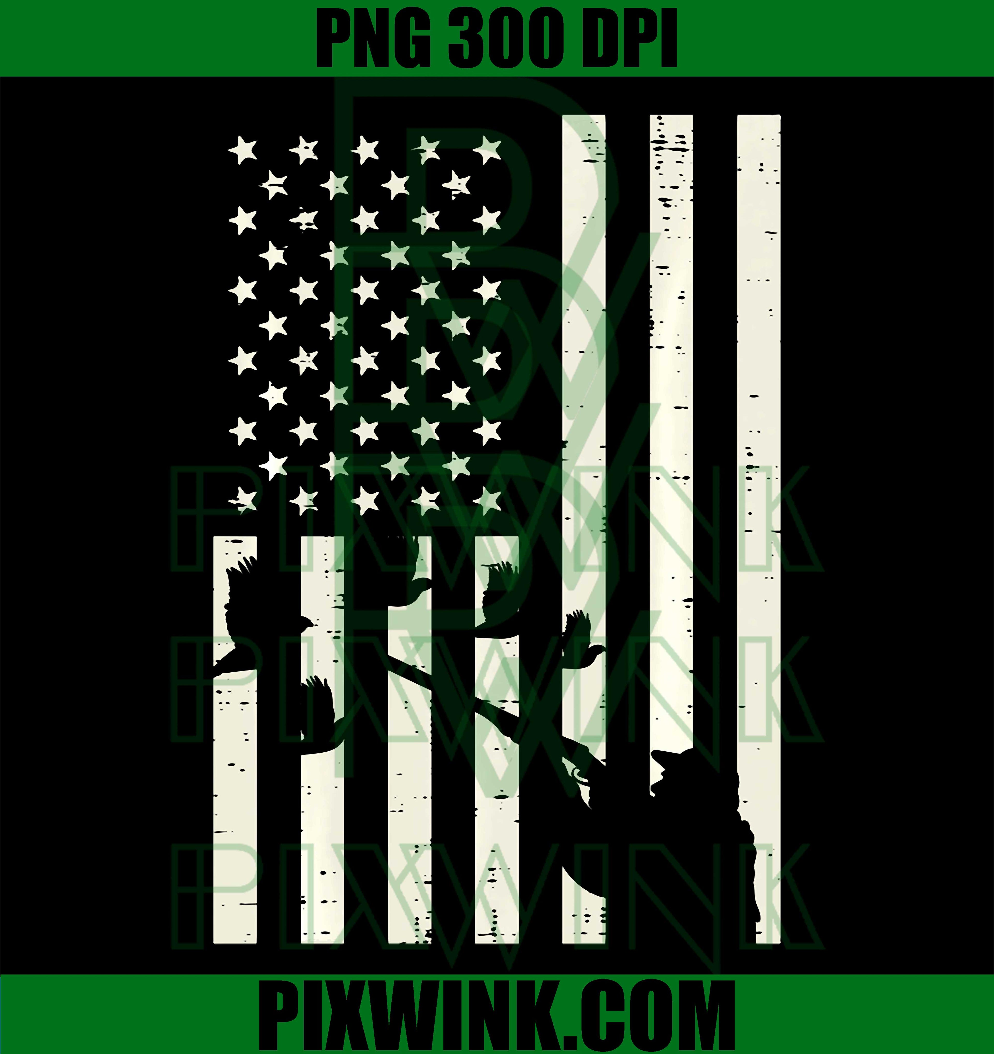 Flag Quail Pheasant Hunting PNG, Vintage Upland Hunt Patriotic PNG