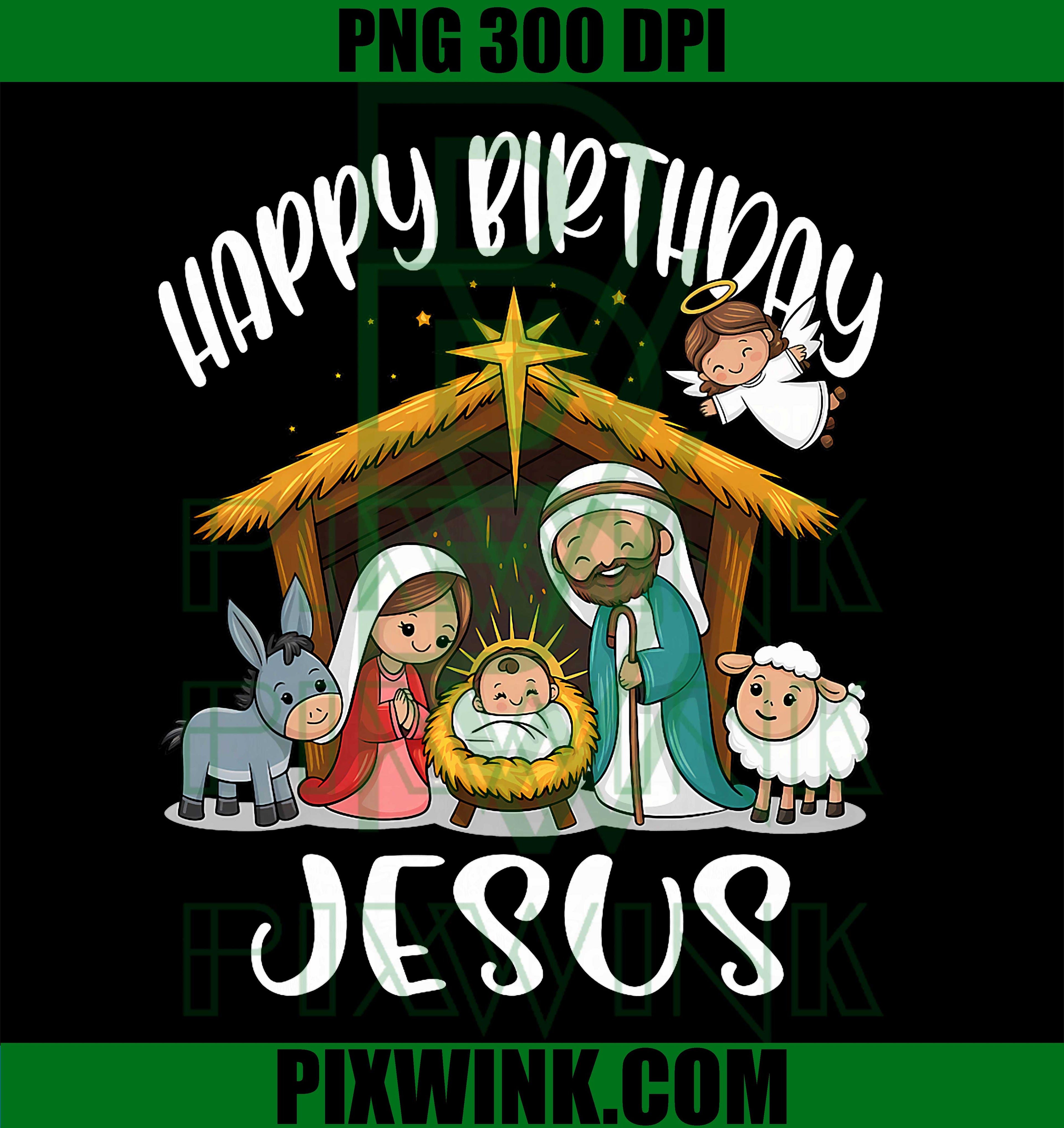 Merry Christmas Family Kid Nativity Happy Birthday Jesus PNG