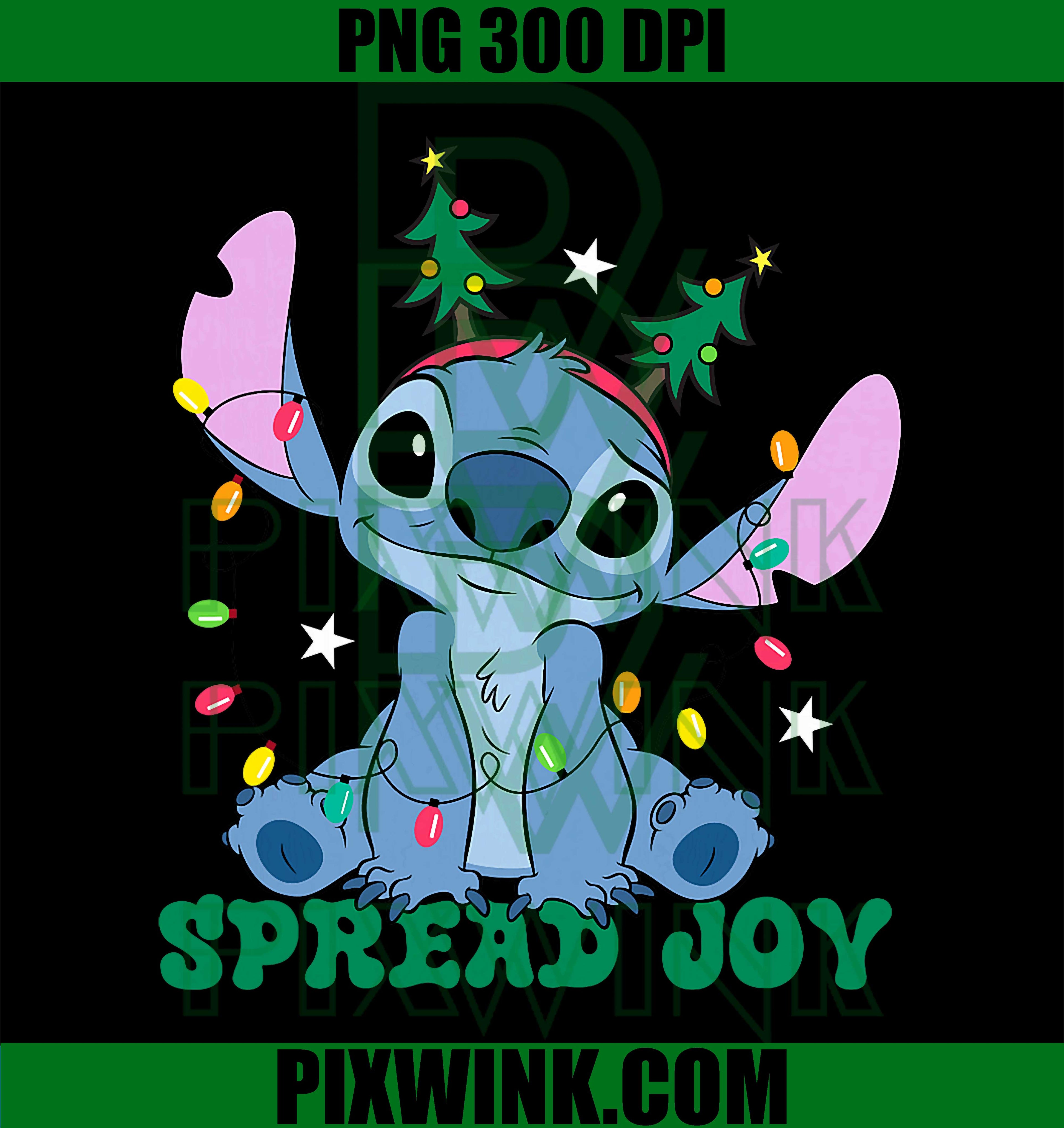 Disney Lilo & Stitch Christmas Spread Joy Cute Sitting Pose PNG
