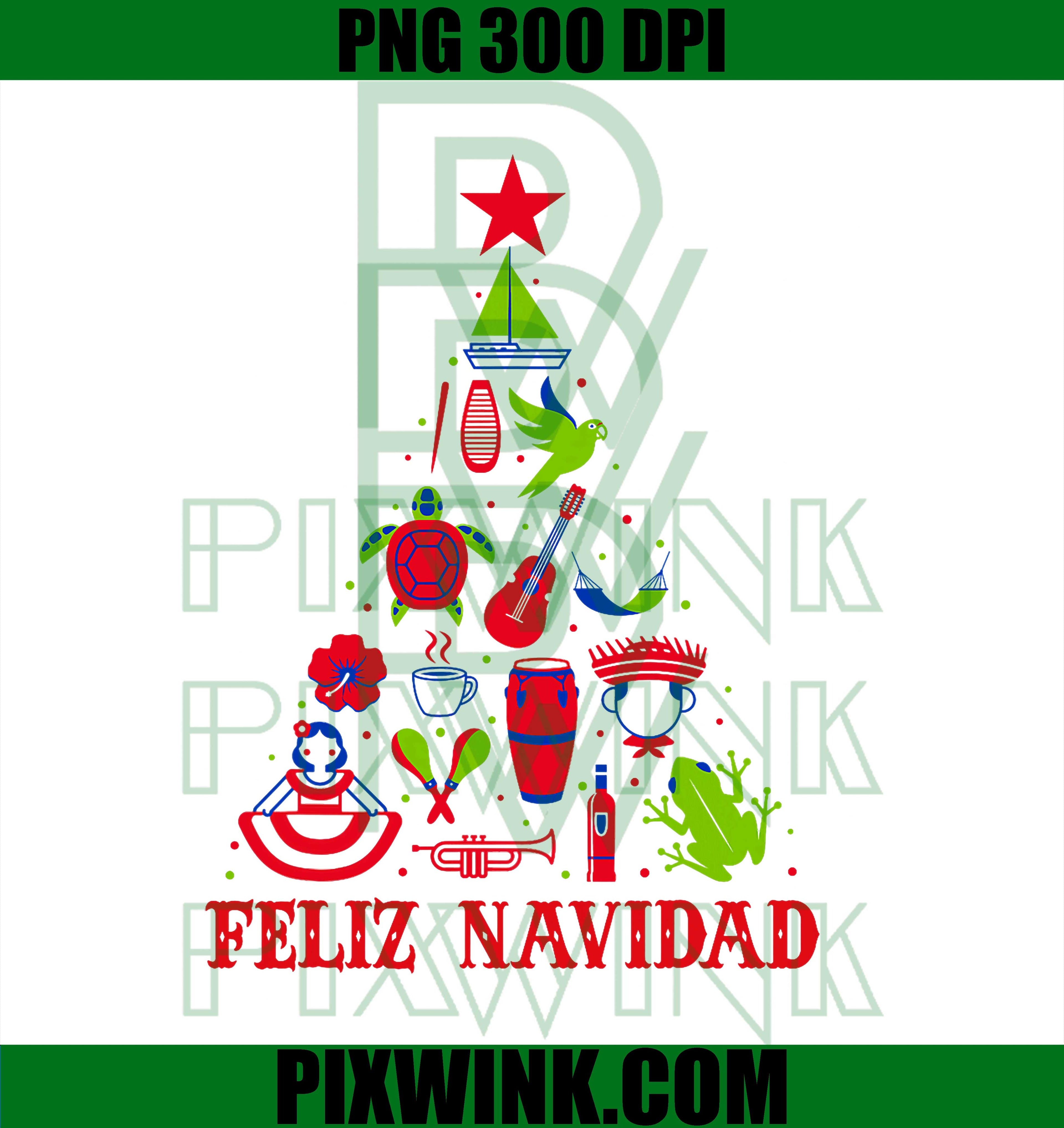 Feliz Navidad Spanish Puerto Rico Boricua Christmas Tree PNG