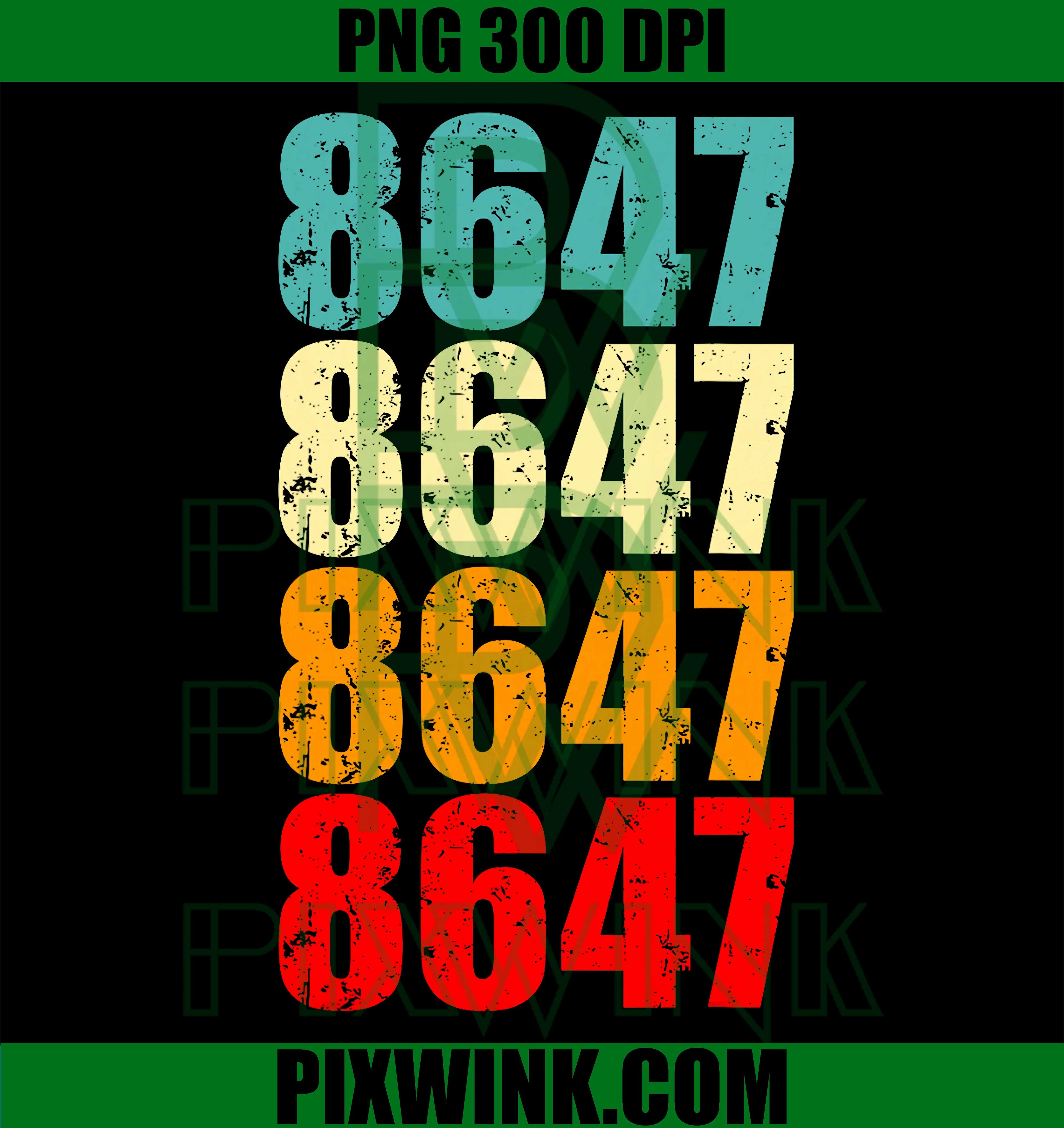 Retro 8647 PNG, Vintage Number Design PNG