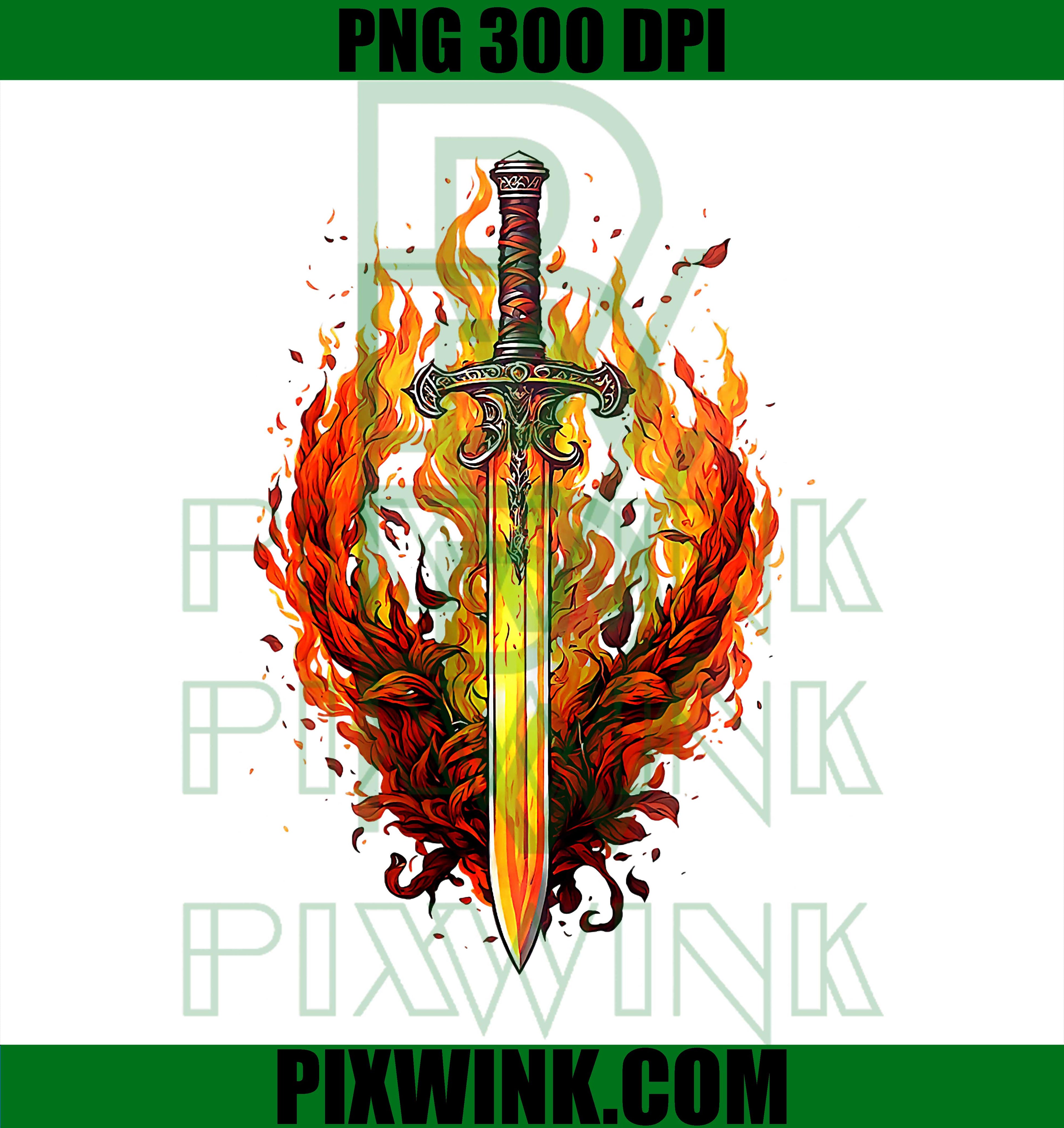Fiery Sword on Fire PNG