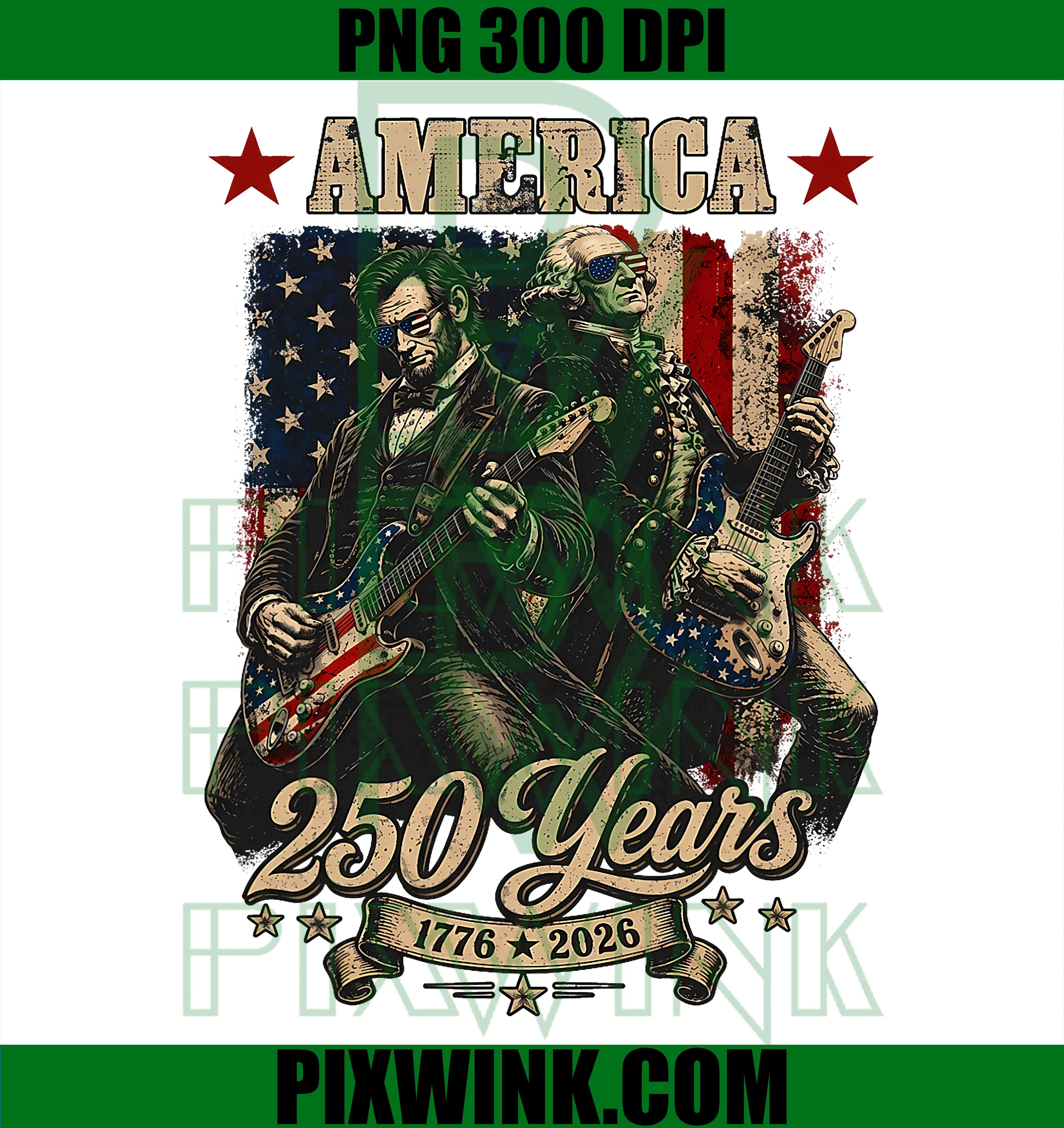 George Washington Lincoln PNG, Abe Lincoln Guitar 250th PNG