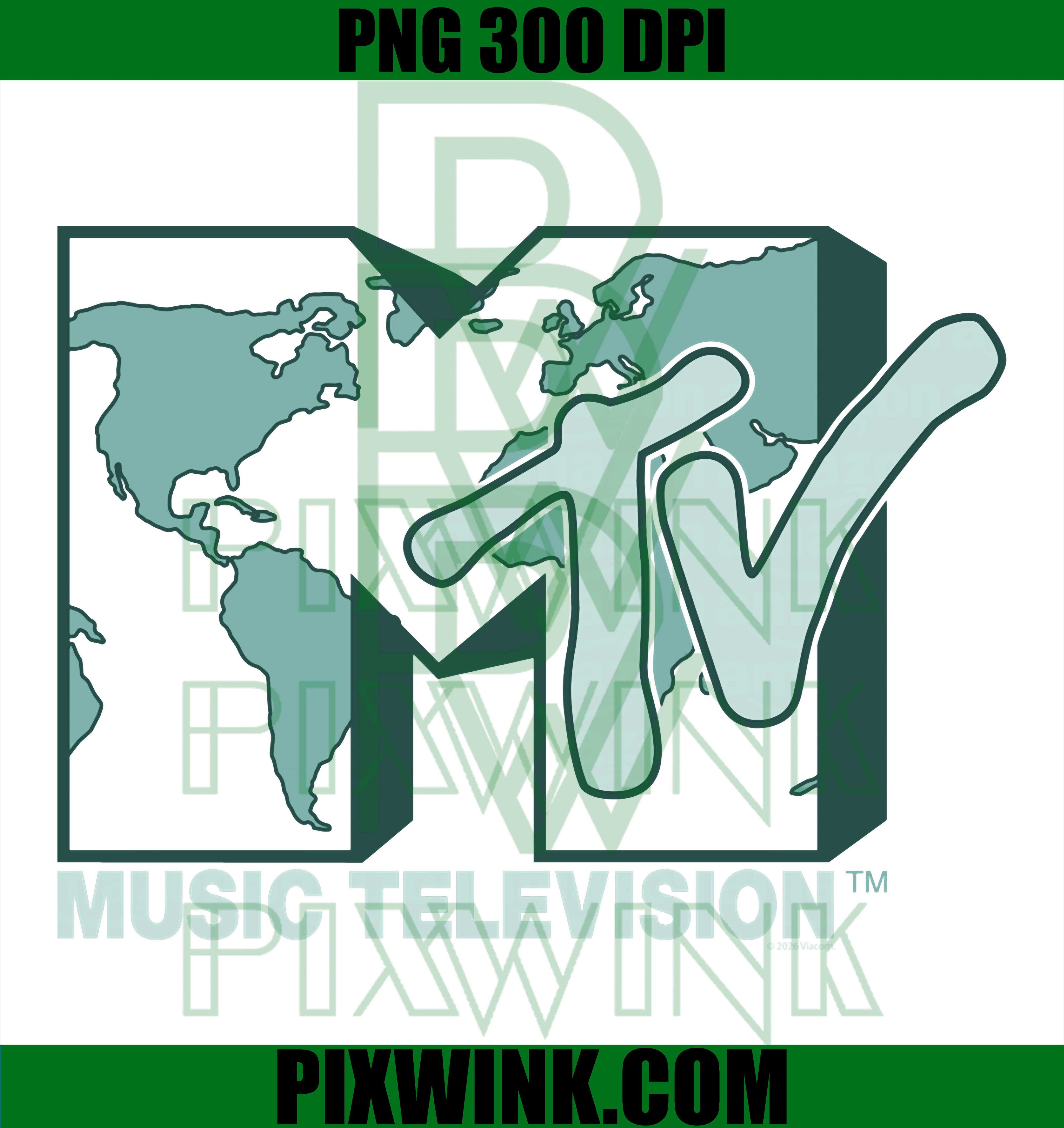 MTV Logo Earth PNG, Retro MTV Globe Graphic PNG