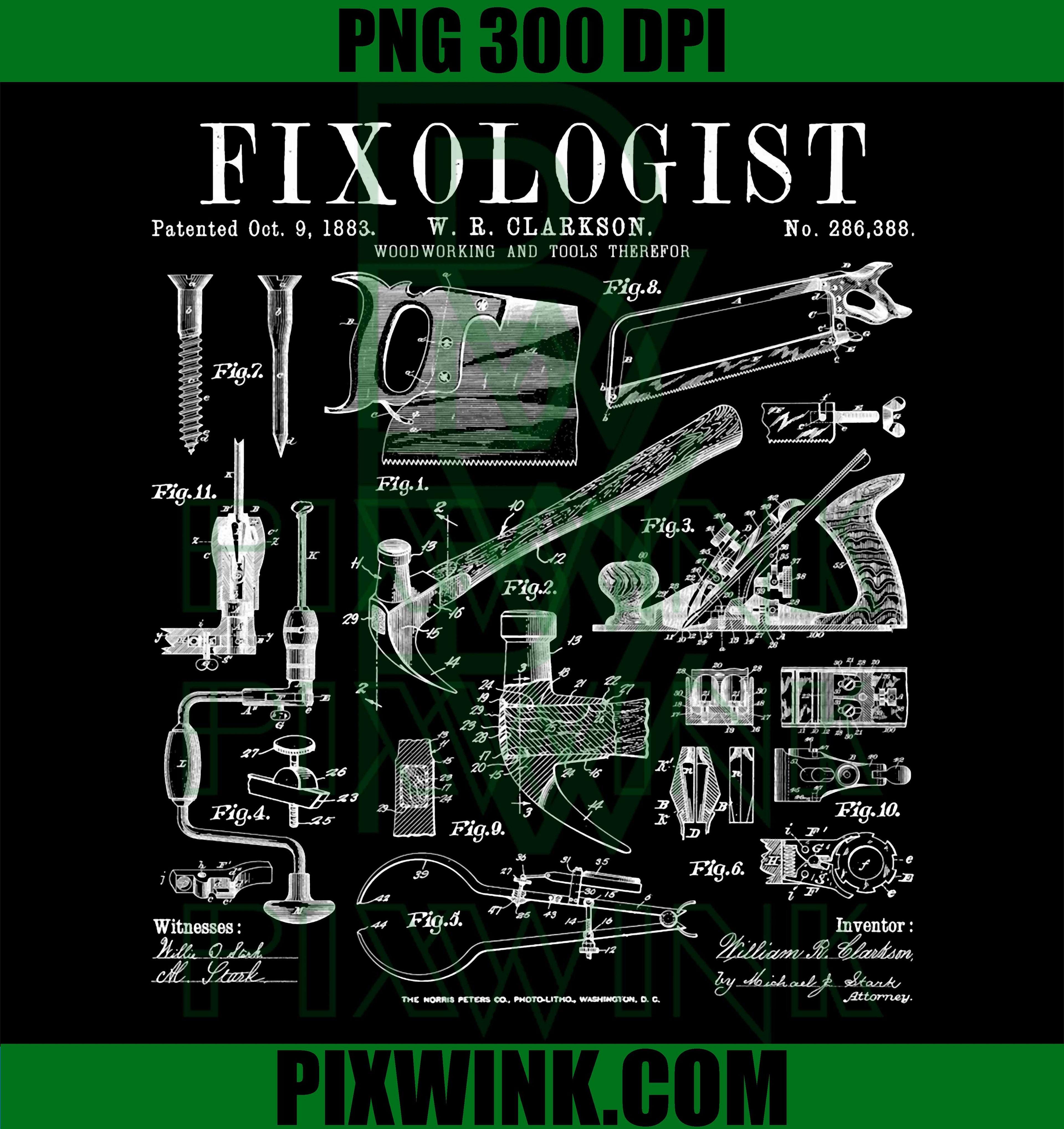 Fixologist Carpenter, Carpentry Tools, Vintage Patent Print PNG
