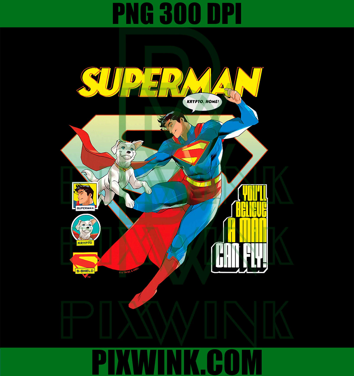 Superman (2025) You'll Believe A Man Can Fly PNG, Retro Comic Style Hero PNG 