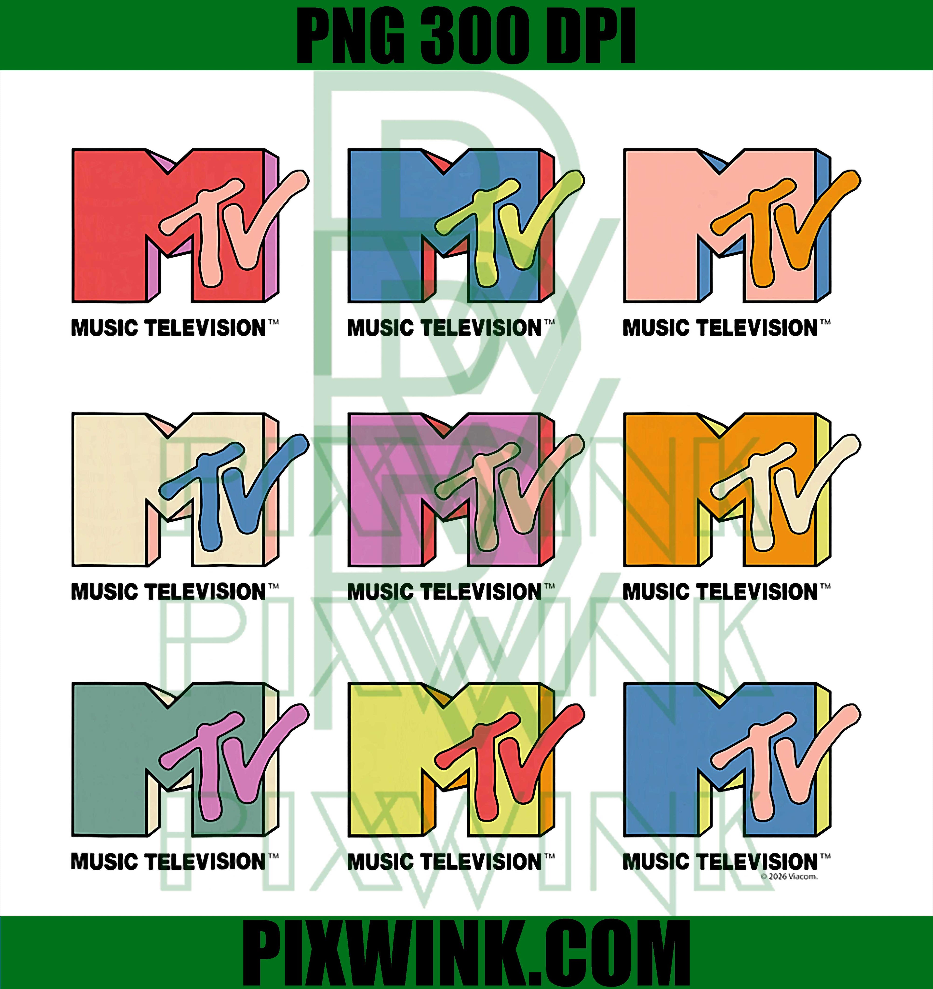 MTV Multicolor Grid PNG, Retro MTV Logo Graphic PNG