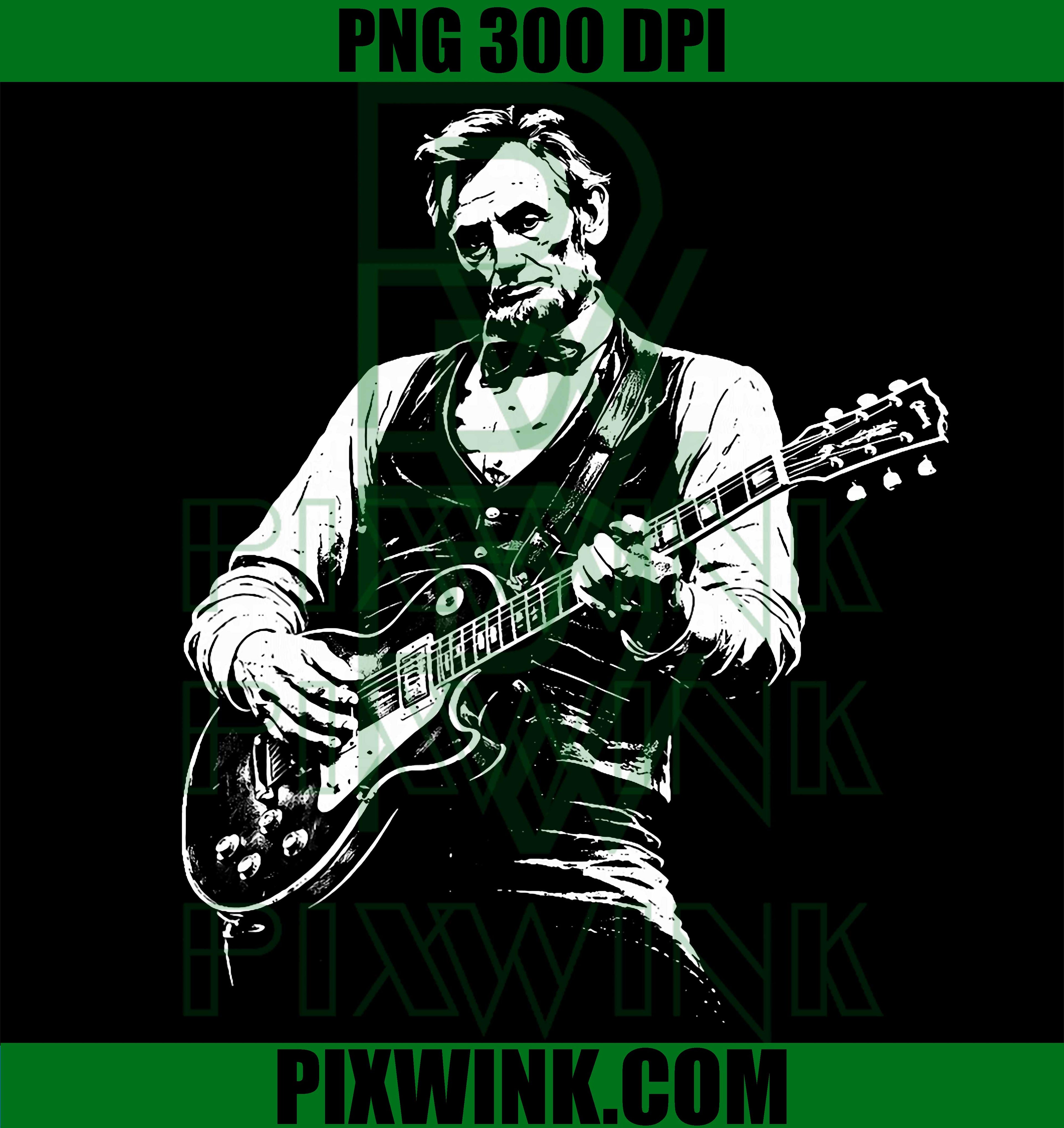 Abraham Lincoln Guitar PNG, Retro Abe Lincoln Music PNG
