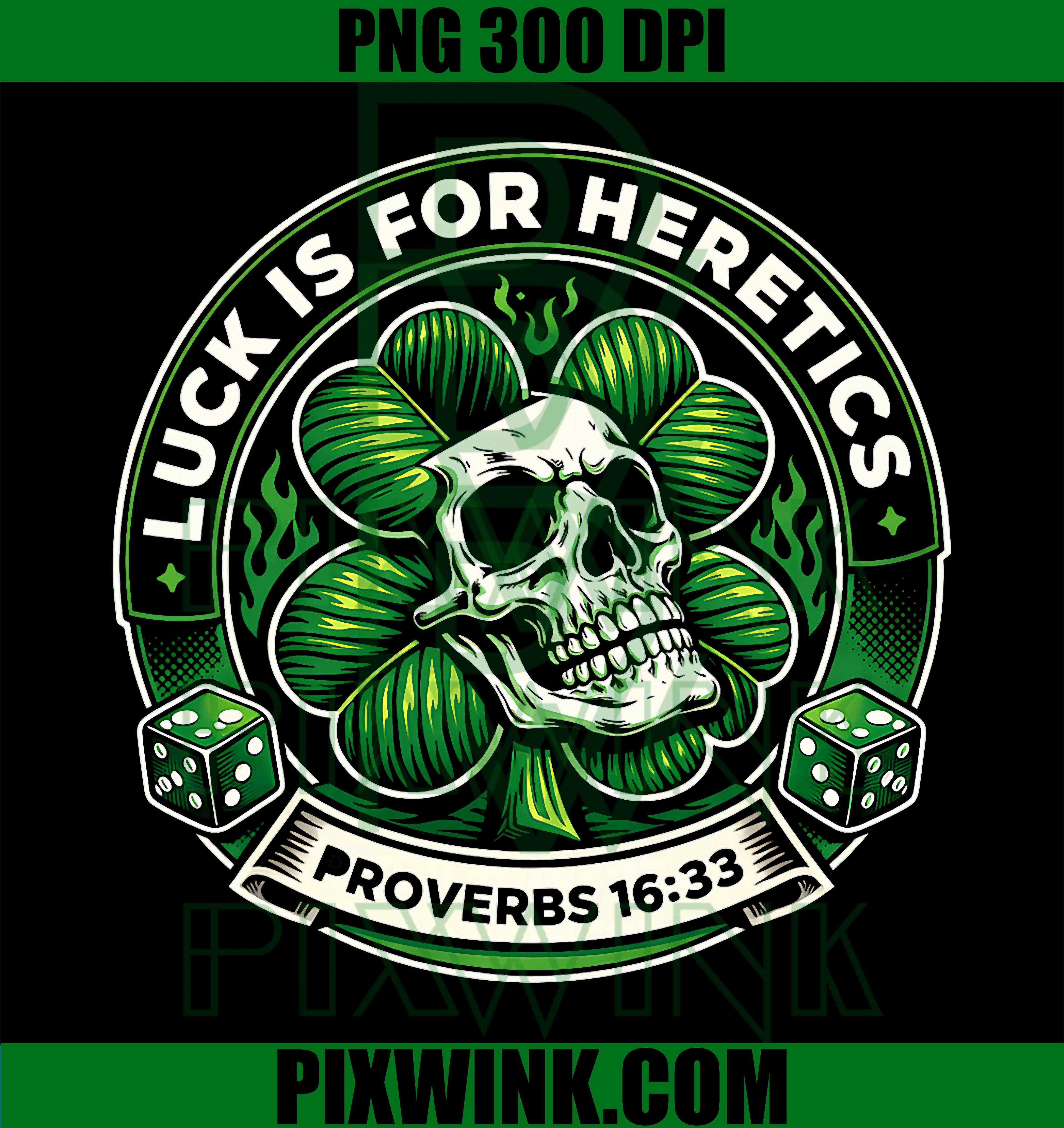 Proverbs 16 33 St Patricks Day Skull PNG, Christian Shamrock Design PNG