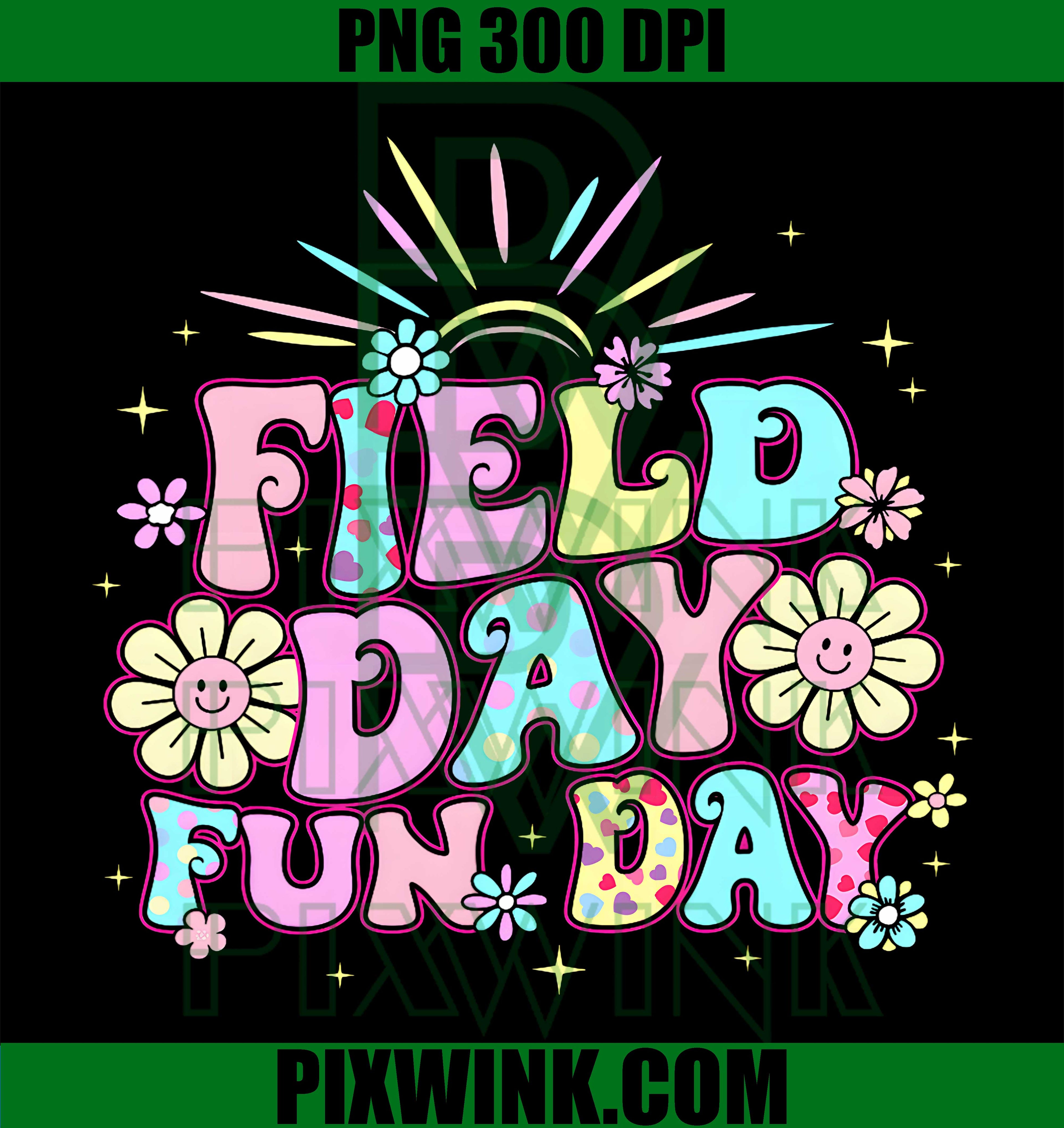 Groovy Field Day Fun Day PNG, Funny Teacher Kids Boys Girls Graphic PNG