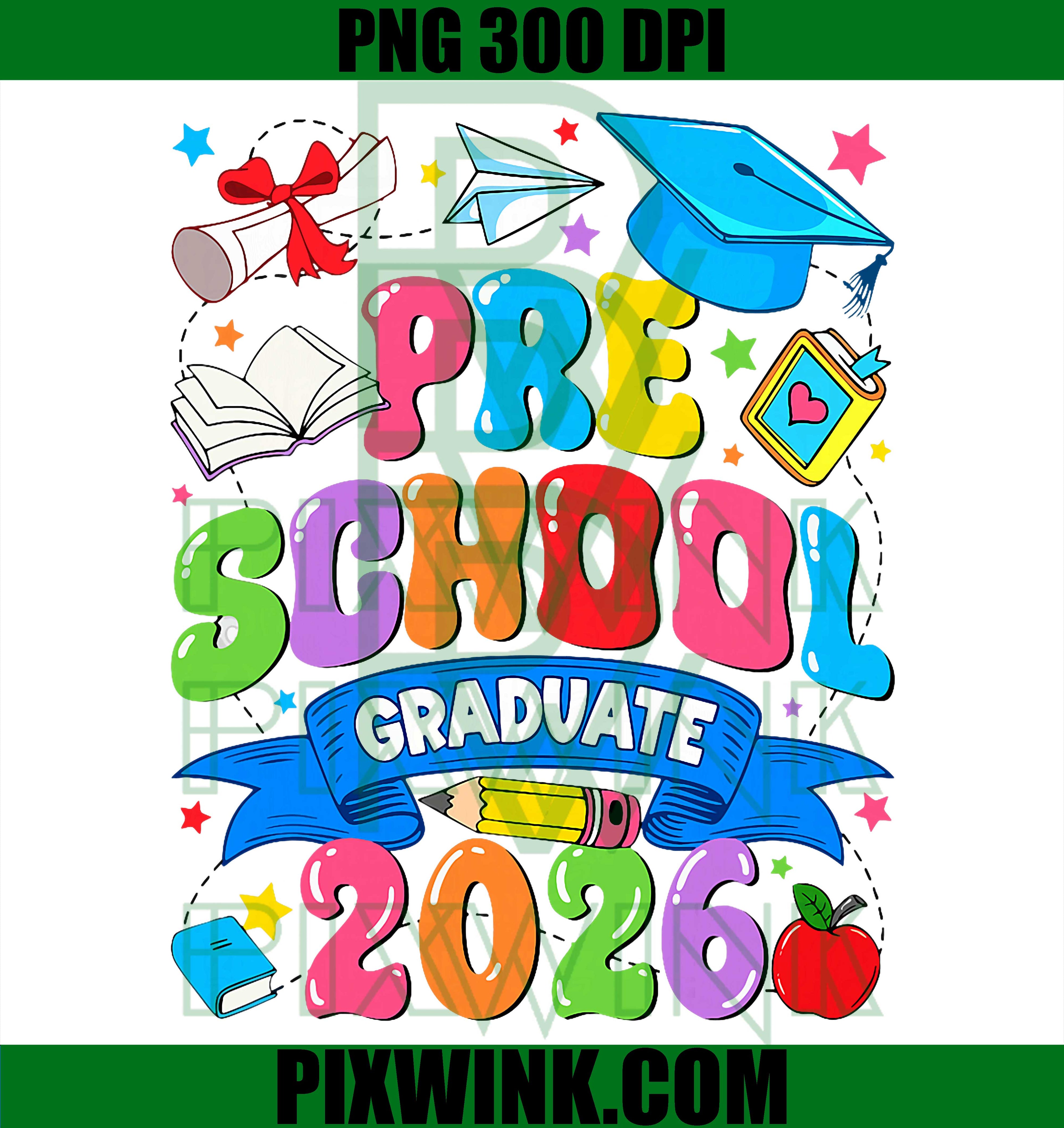 Pre K Graduation 2026 PNG, Preschool Last Day School Retro Design PNG