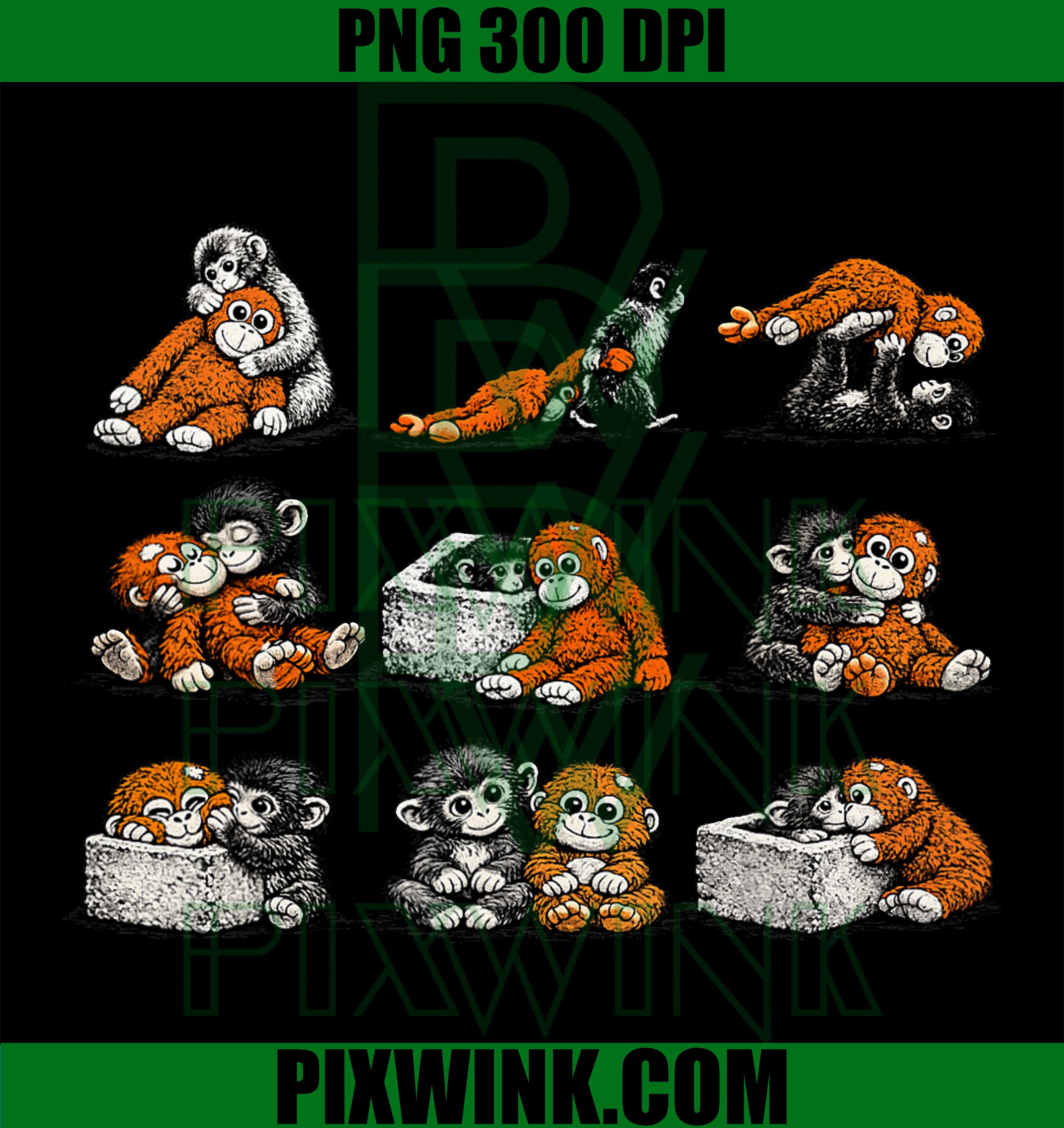Cute Punch Monkey Baby PNG, Plush Orangutan Monkey Lovers PNG