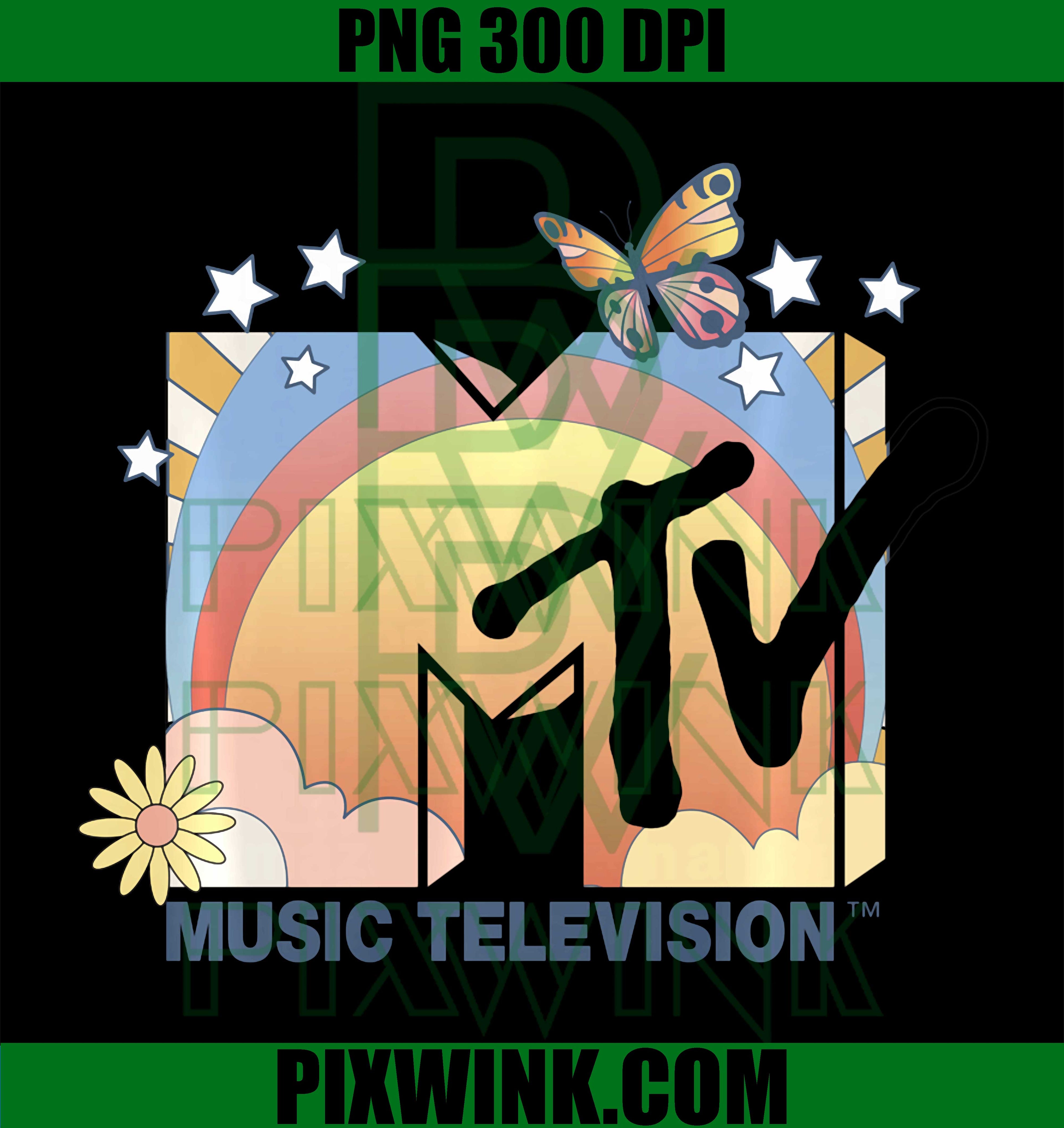 MTV Psychedelic Sunrise PNG, Music Television Retro Graphic PNG