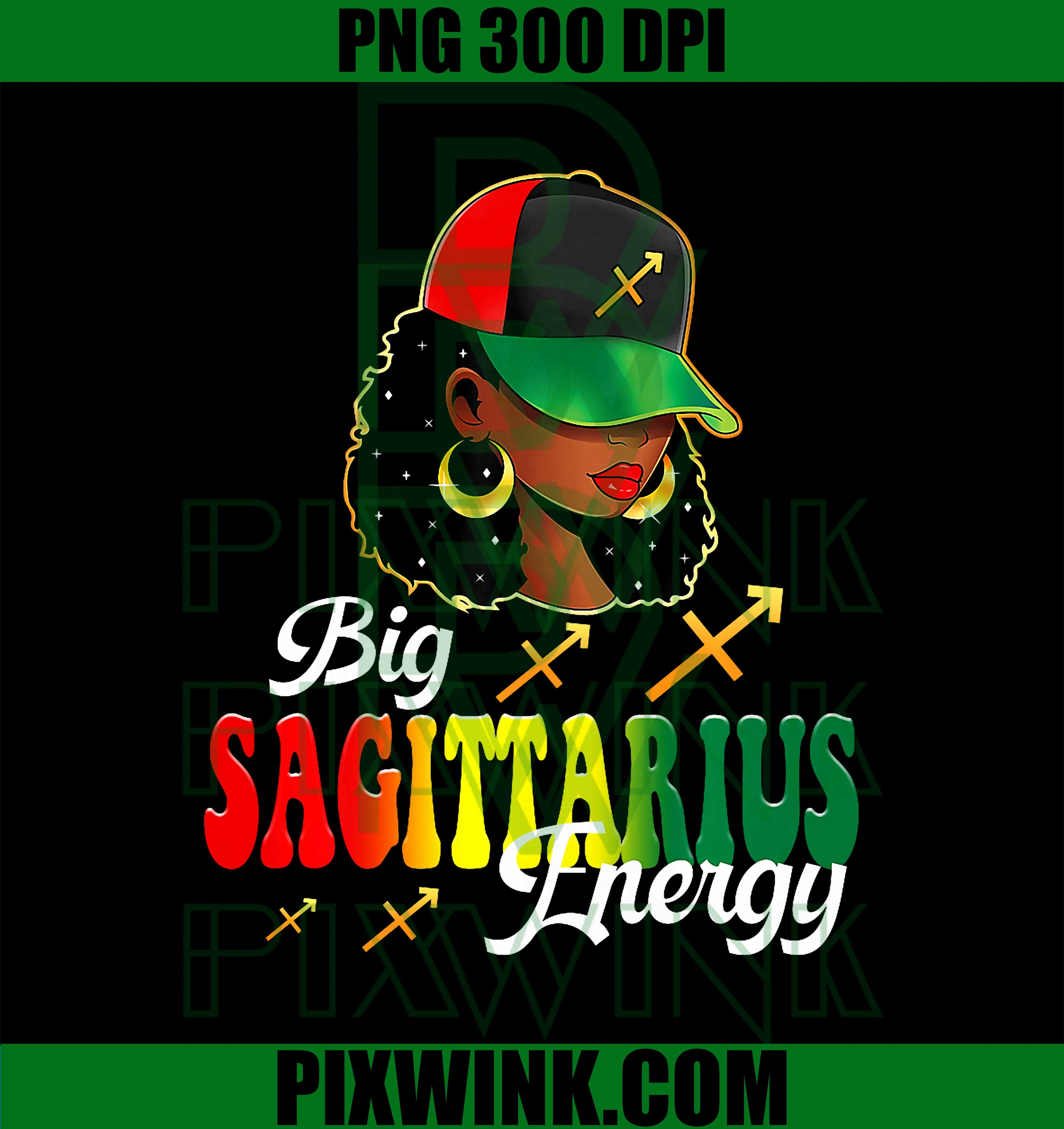 Big Sagittarius Energy, Black Women Afro Girls Astrology PNG